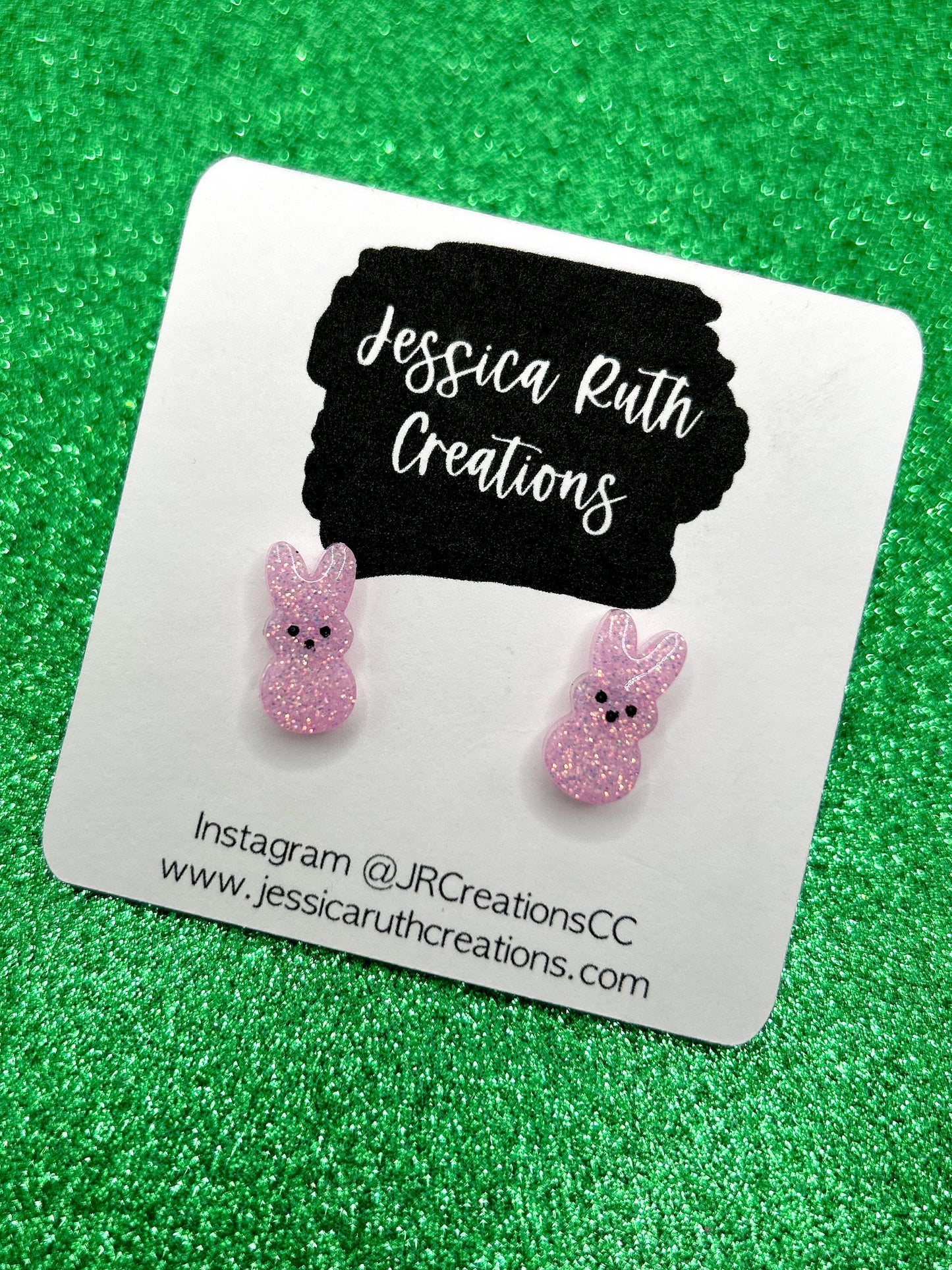 Sparkly Easter Bunny Peep Stud Earrings