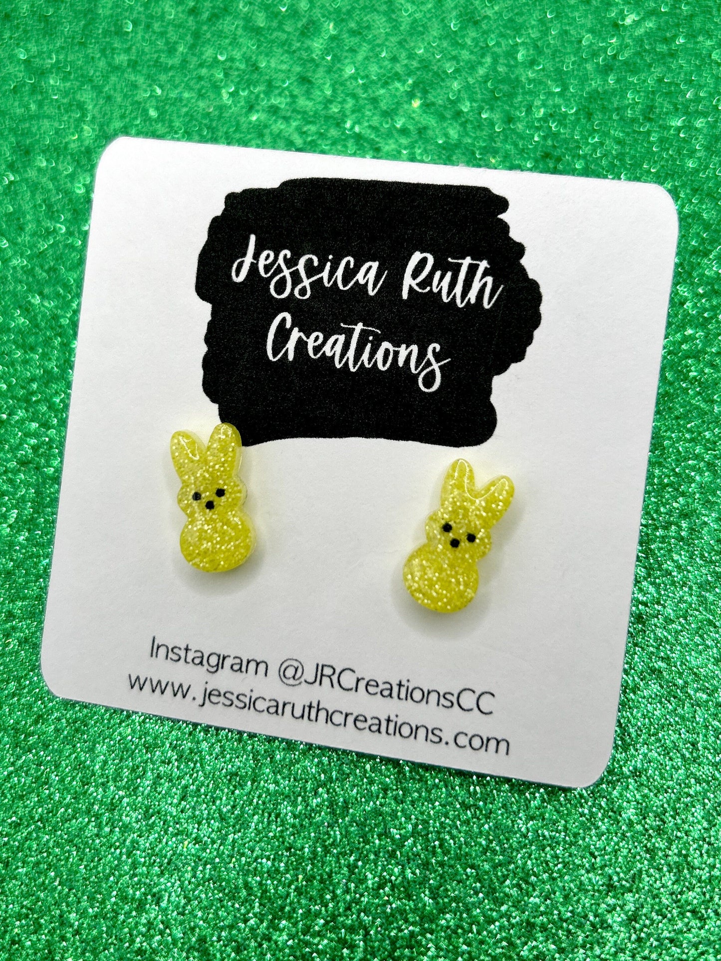 Sparkly Easter Bunny Peep Stud Earrings