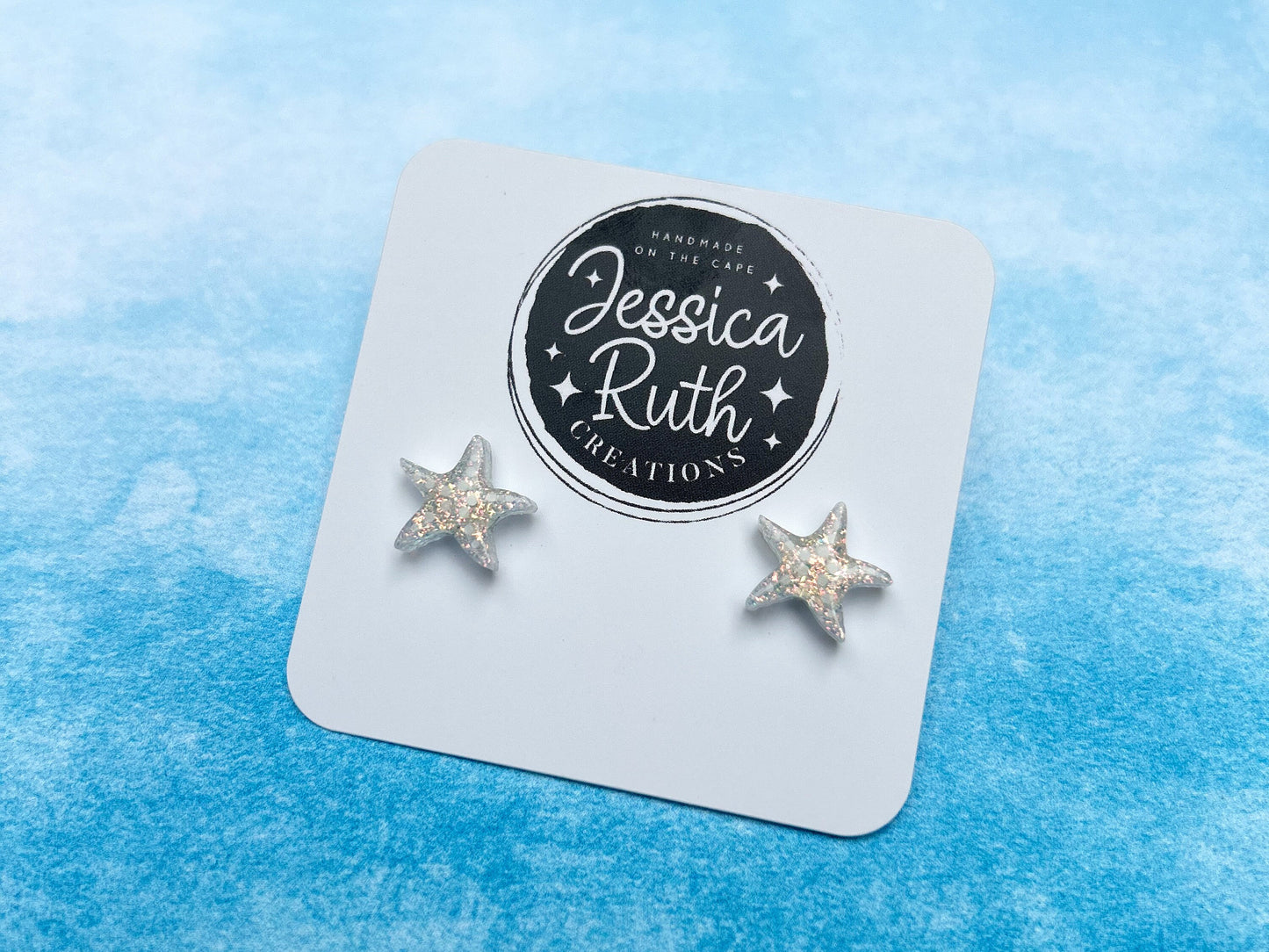 Handmade Glitter Starfish Stud Earrings: Beachy Summer Jewelry