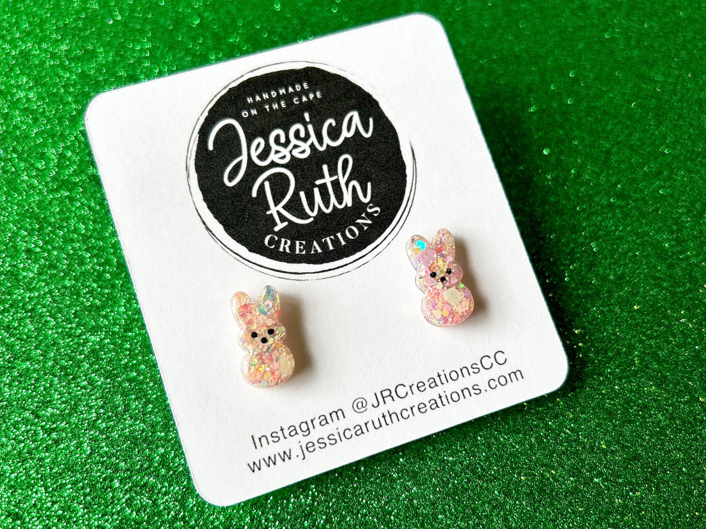 Sparkly Easter Bunny Peep Stud Earrings