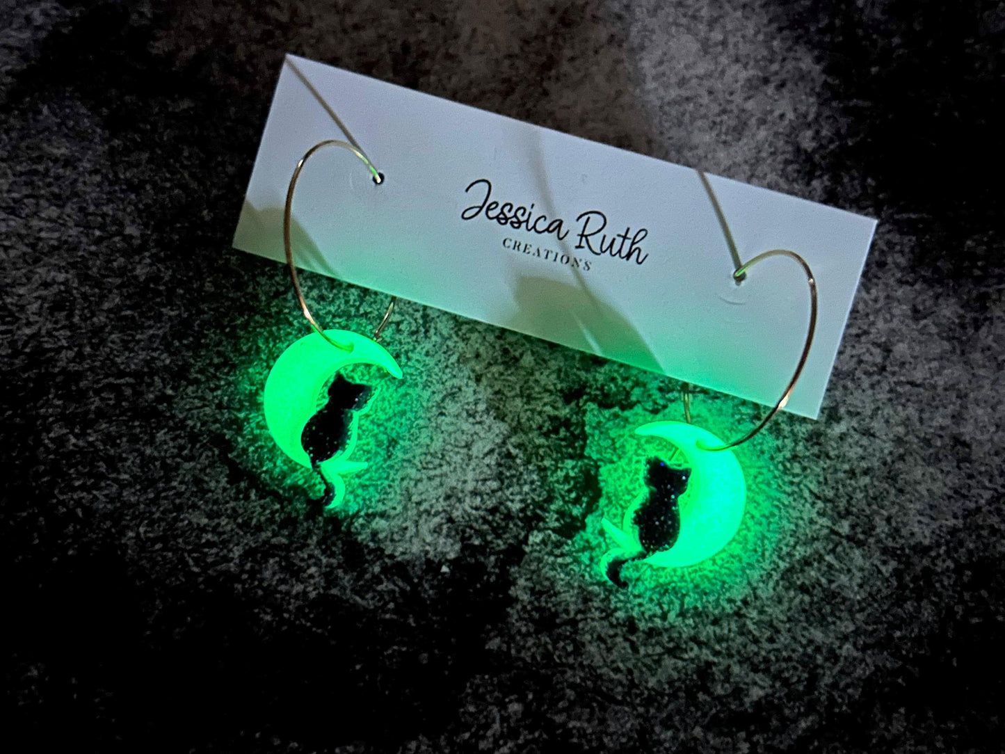 Glow In The Dark Cat Hoop or Star Stud Earrings, Halloween and Fall Jewelry