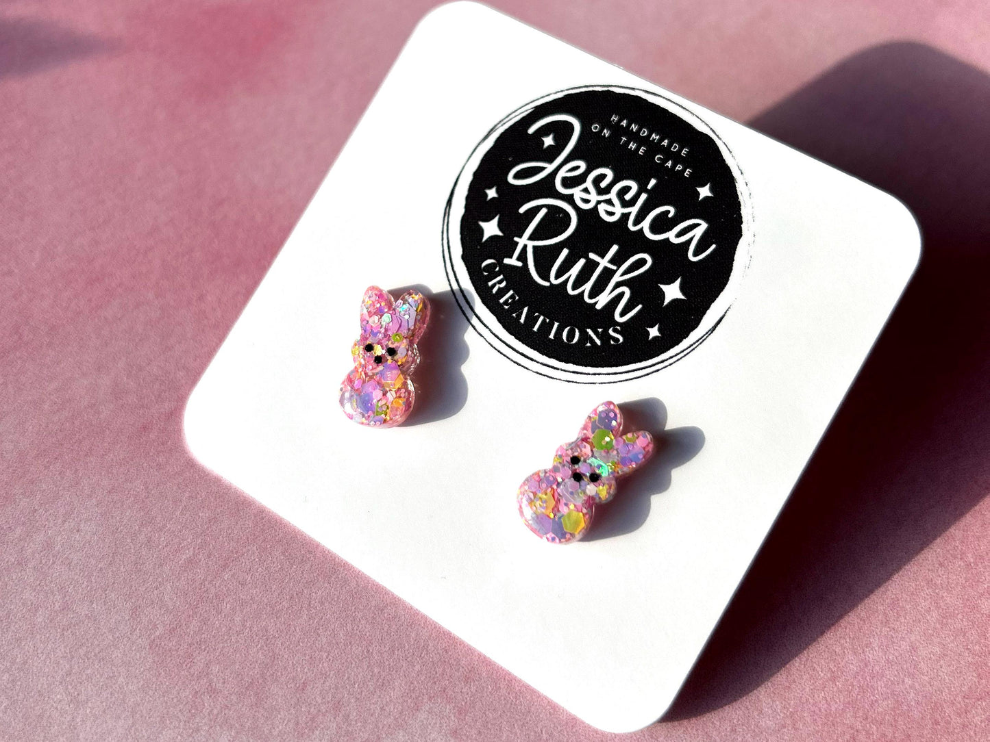 Sparkly Easter Bunny Peep Stud Earrings