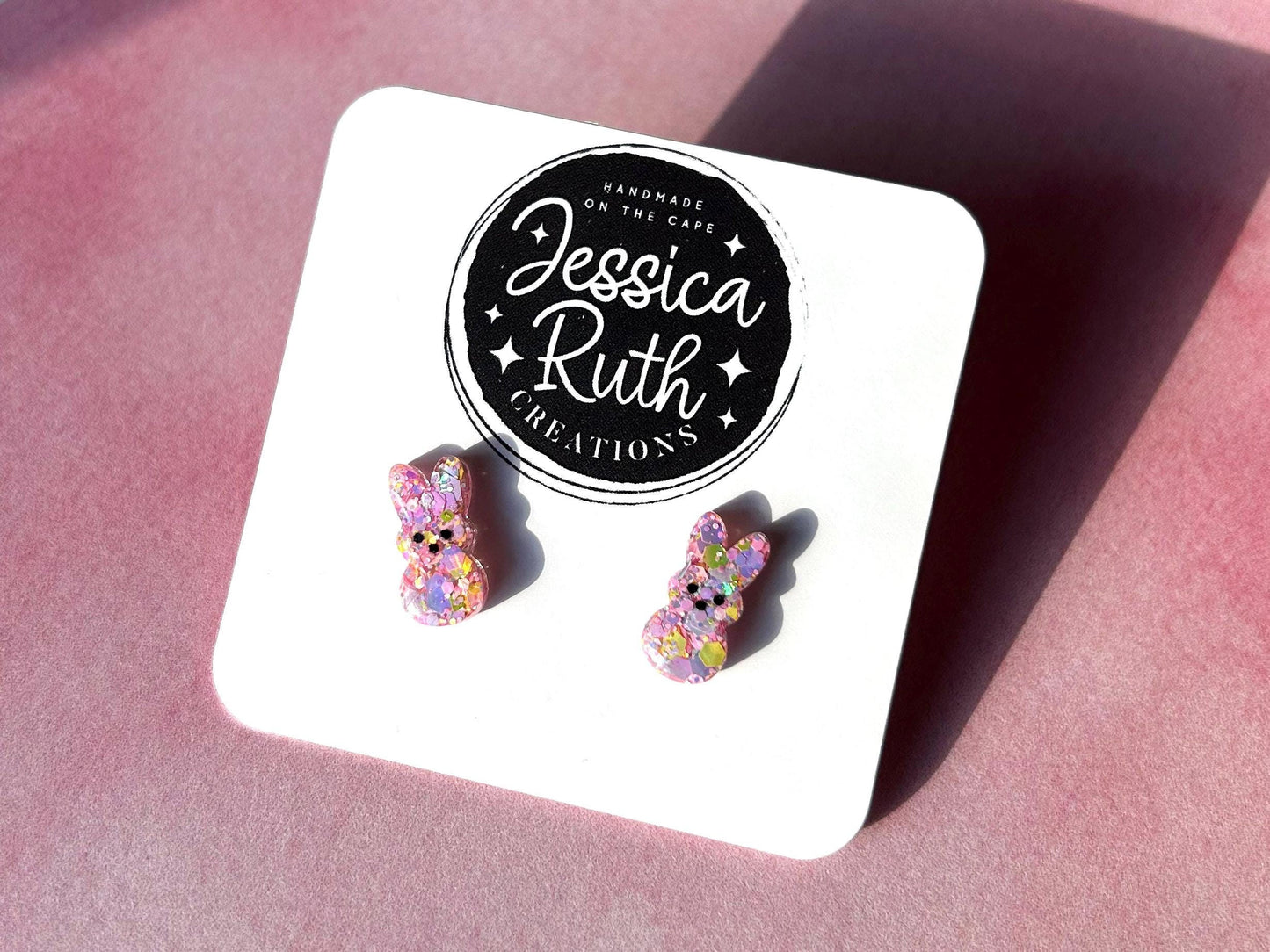 Sparkly Easter Bunny Peep Stud Earrings