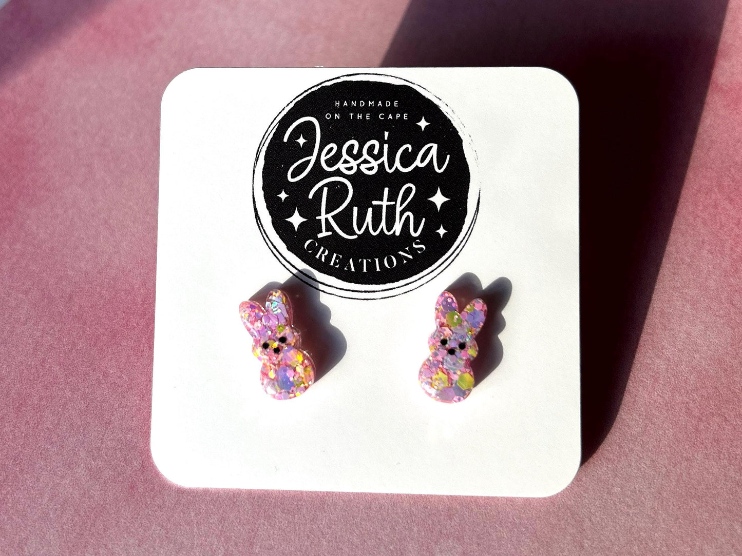 Sparkly Easter Bunny Peep Stud Earrings