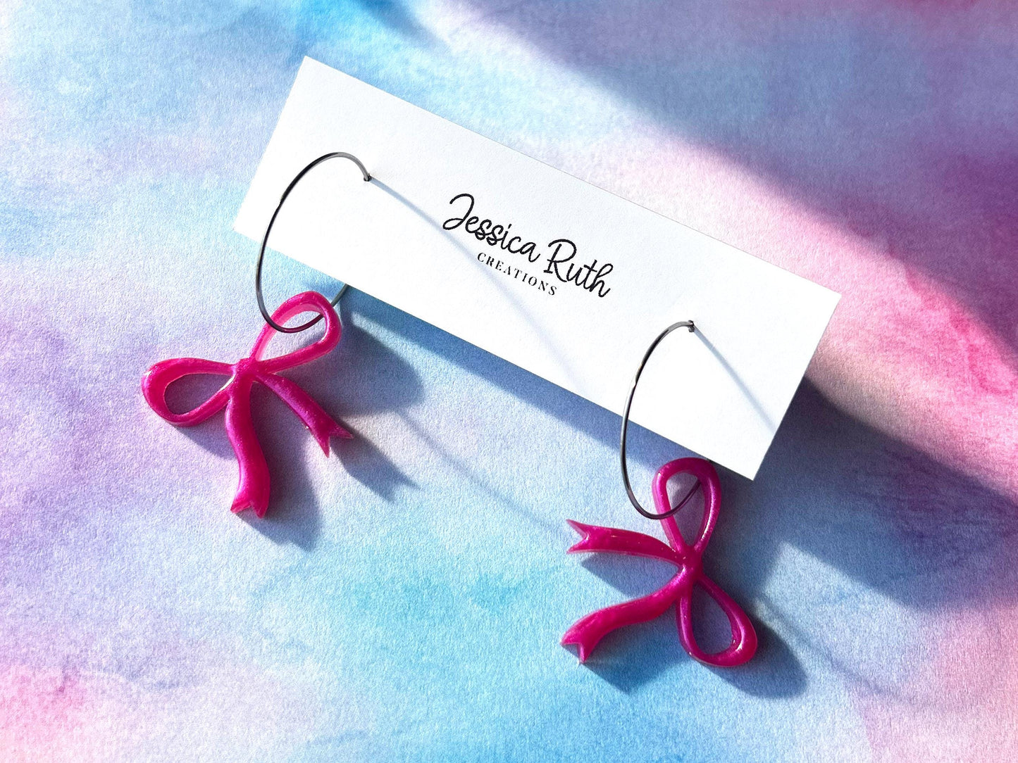 Dainty Handmade Bow Hoop Earrings