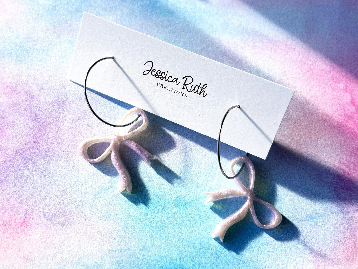 Dainty Handmade Bow Hoop Earrings