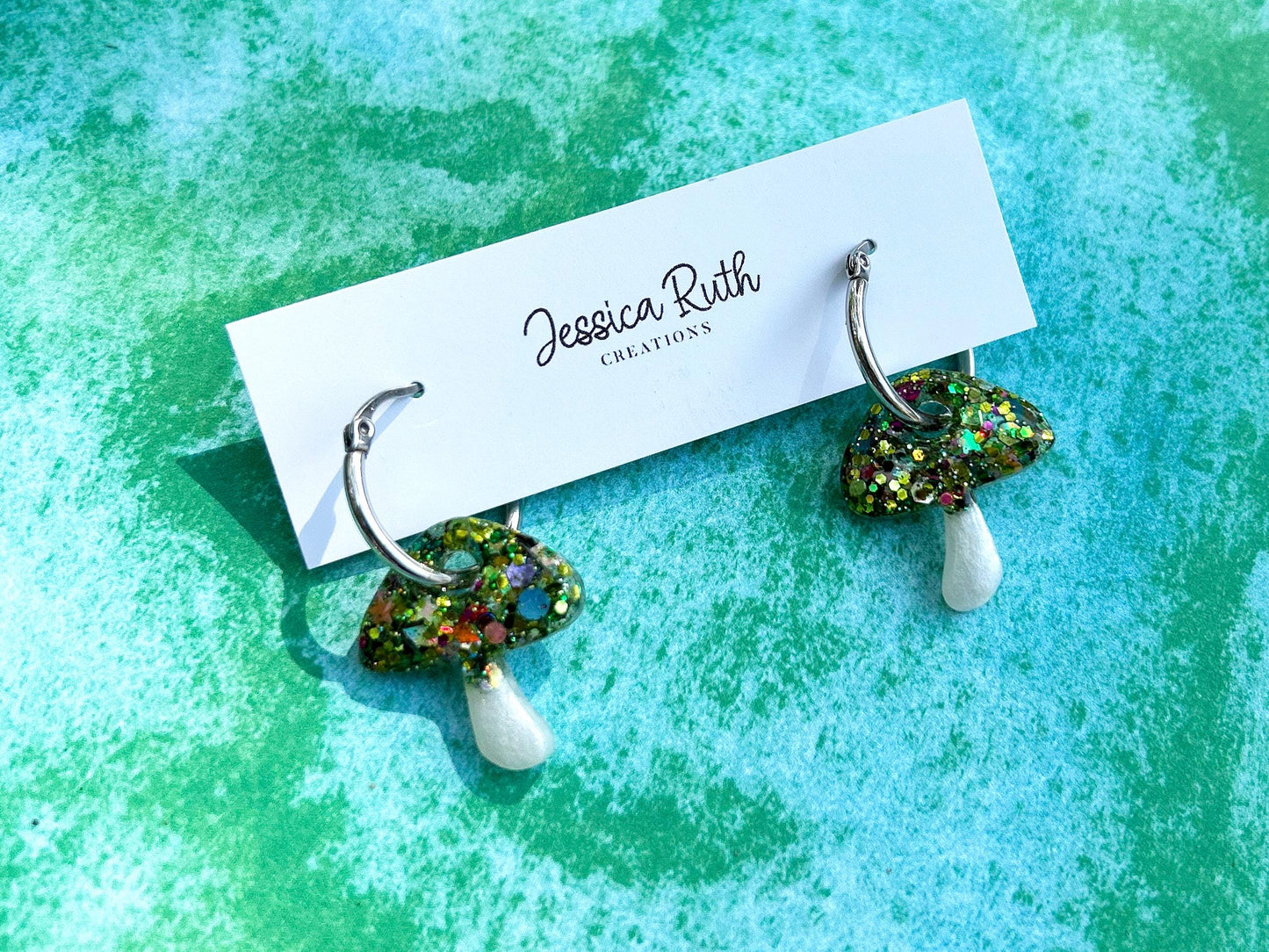 Fall Mushroom Hoop Earrings Handmade with Hypoallergenic Stainless Steel or Gold Plated Hoops