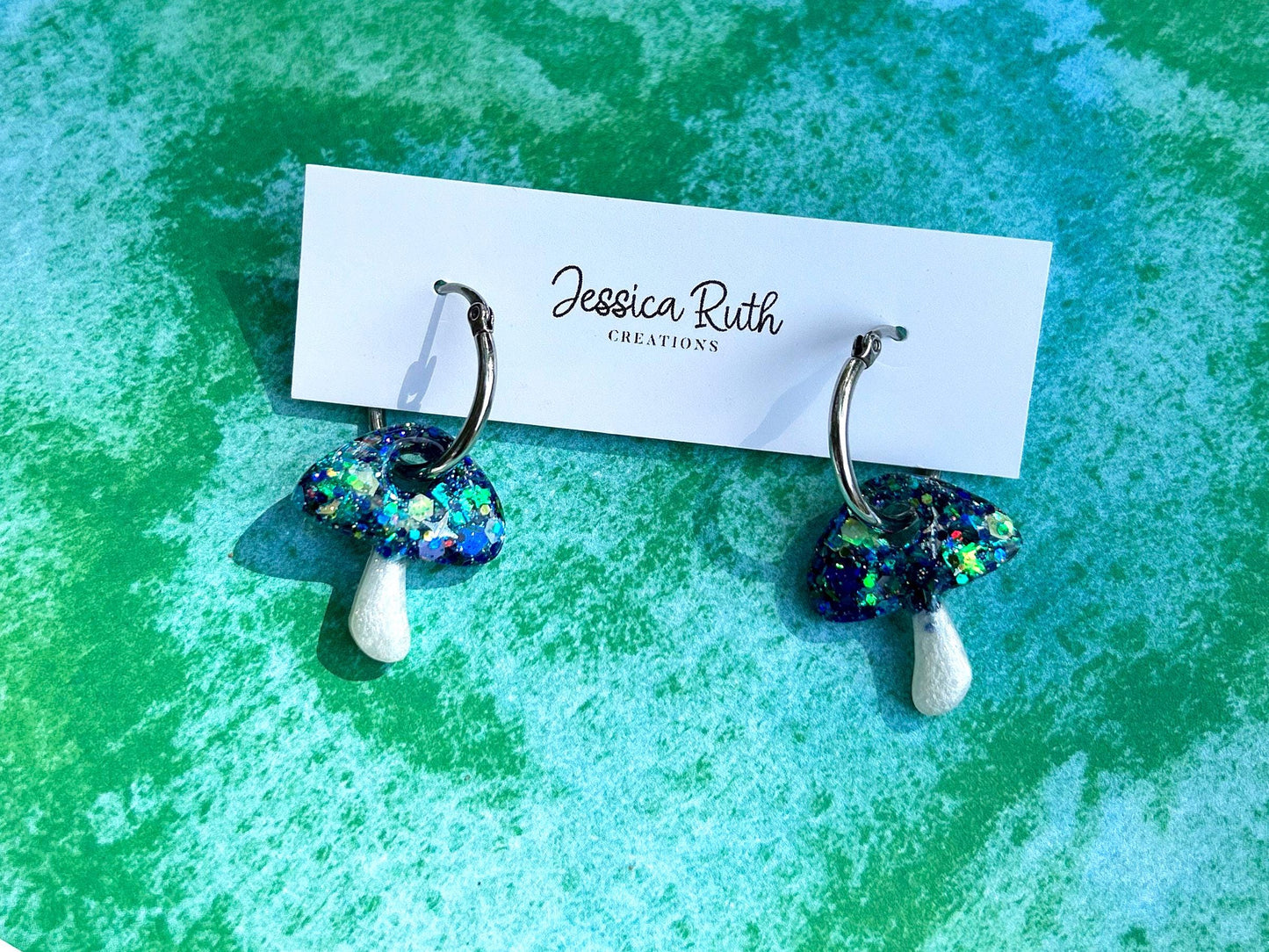 Fall Mushroom Hoop Earrings Handmade with Hypoallergenic Stainless Steel or Gold Plated Hoops