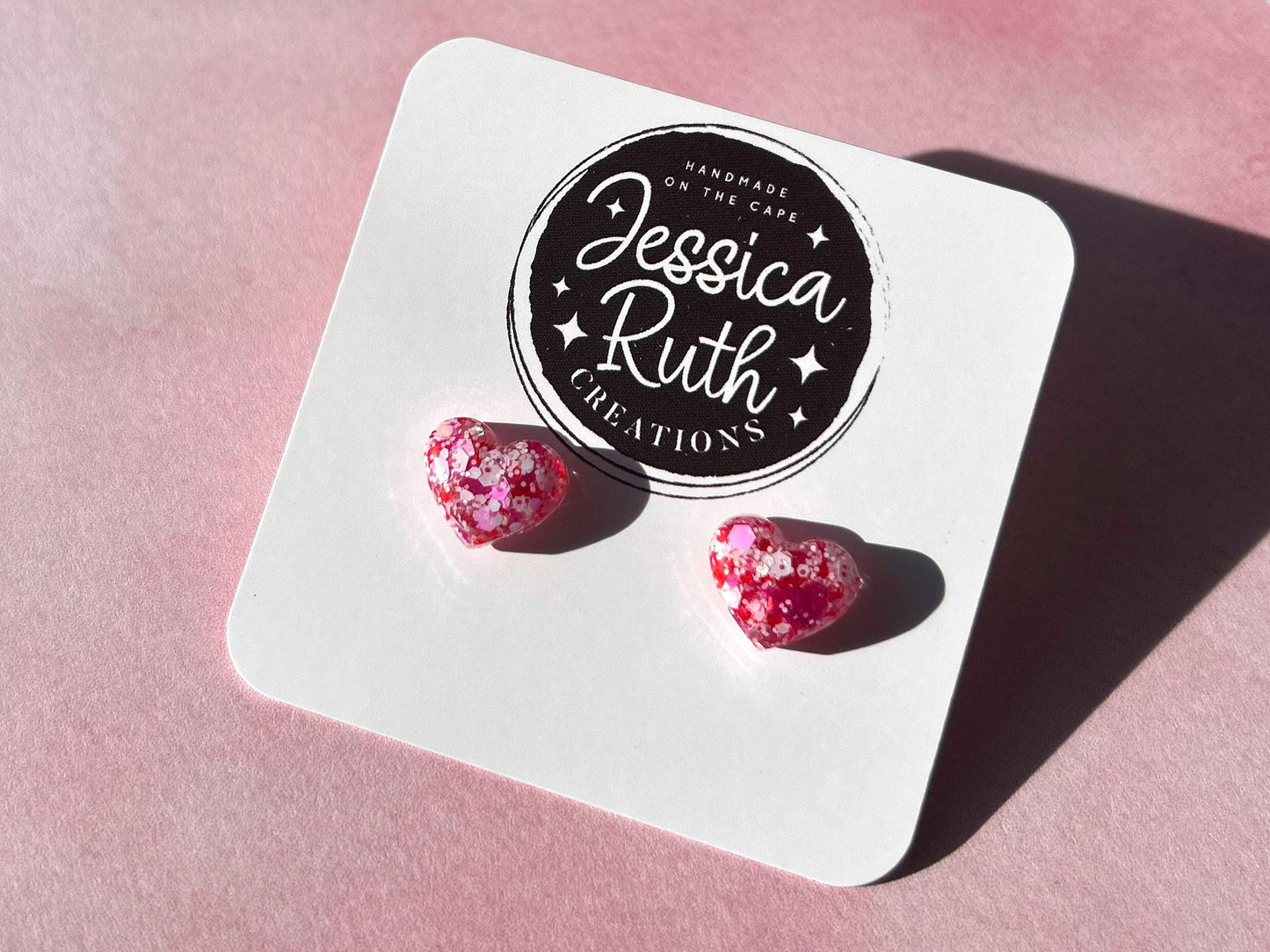 Handmade Valentines Day Heart Stud Earrings in Multiple Color Choices