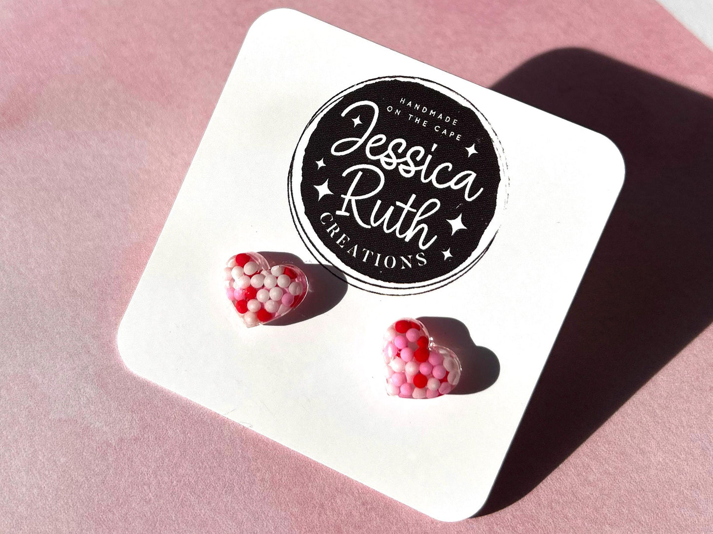 Handmade Valentines Day Heart Stud Earrings in Multiple Color Choices