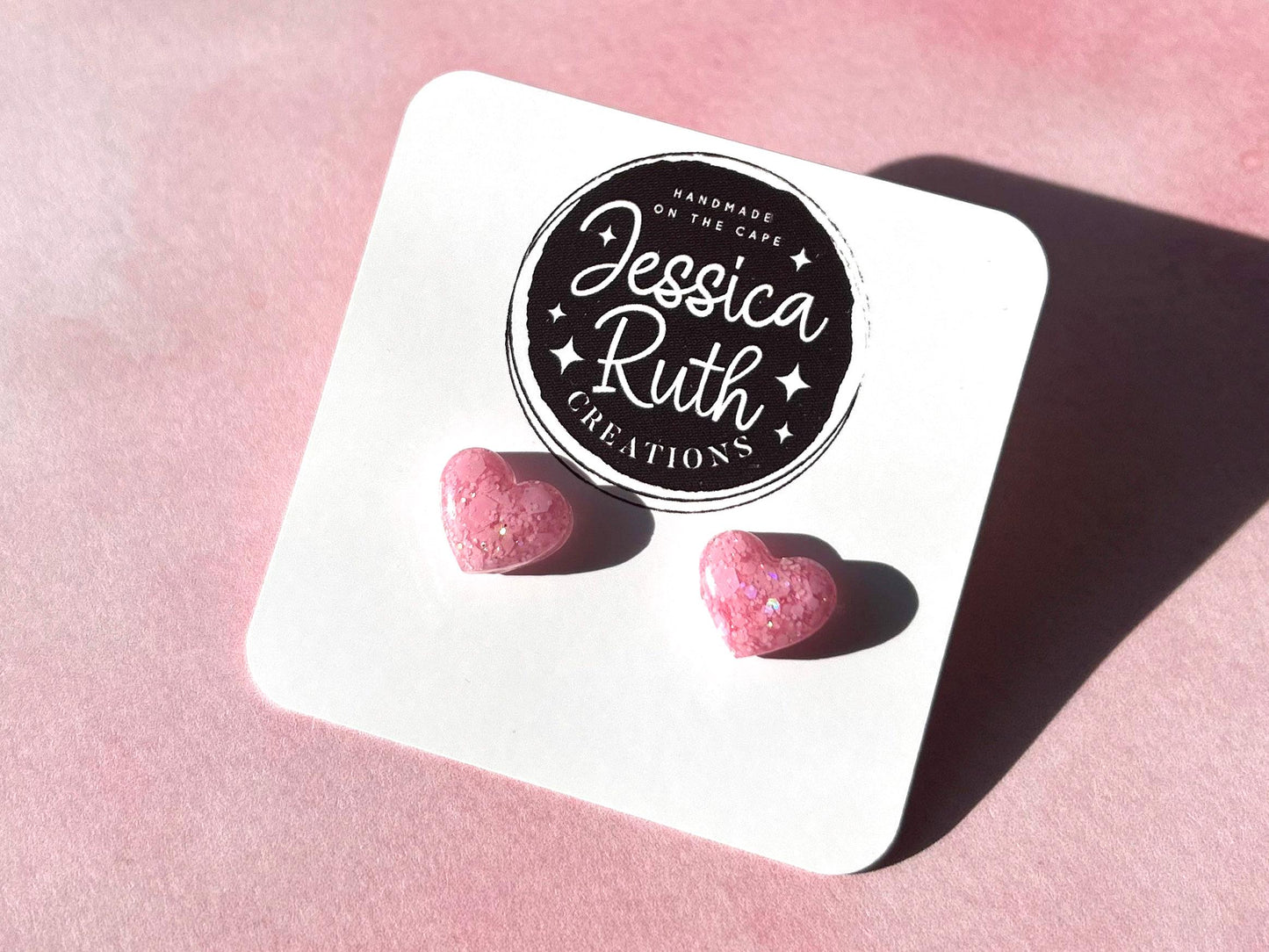 Handmade Valentines Day Heart Stud Earrings in Multiple Color Choices