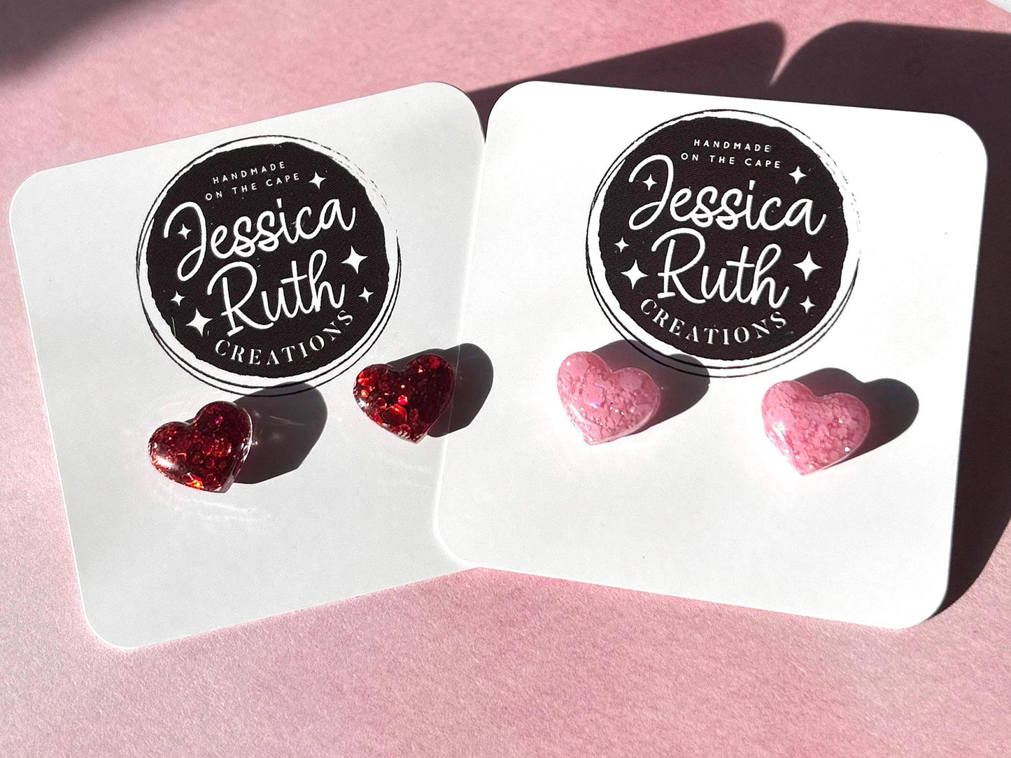 Handmade Valentines Day Heart Stud Earrings in Multiple Color Choices