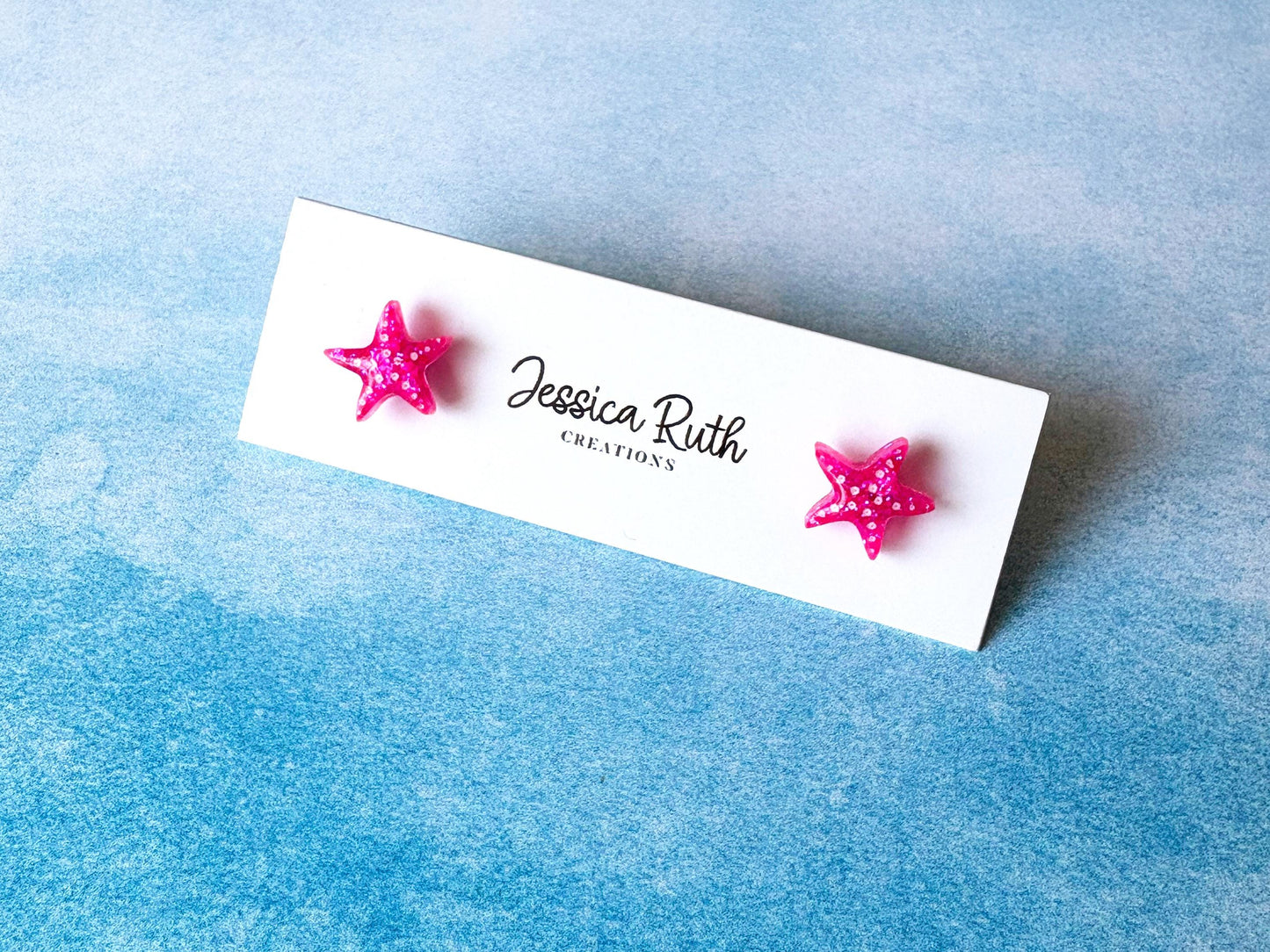 Handmade Glitter Starfish Stud Earrings: Beachy Summer Jewelry