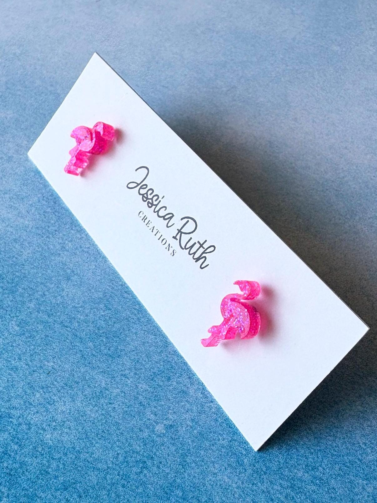 Mini Sparkly Pink Flamingo Stud Earrings