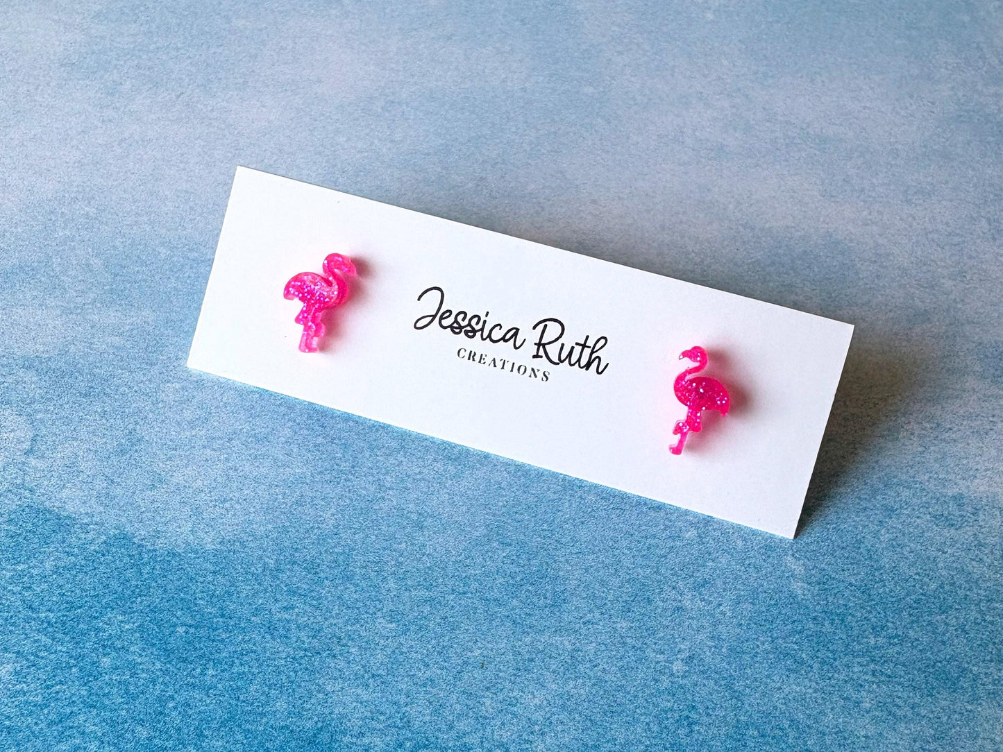 Mini Sparkly Pink Flamingo Stud Earrings
