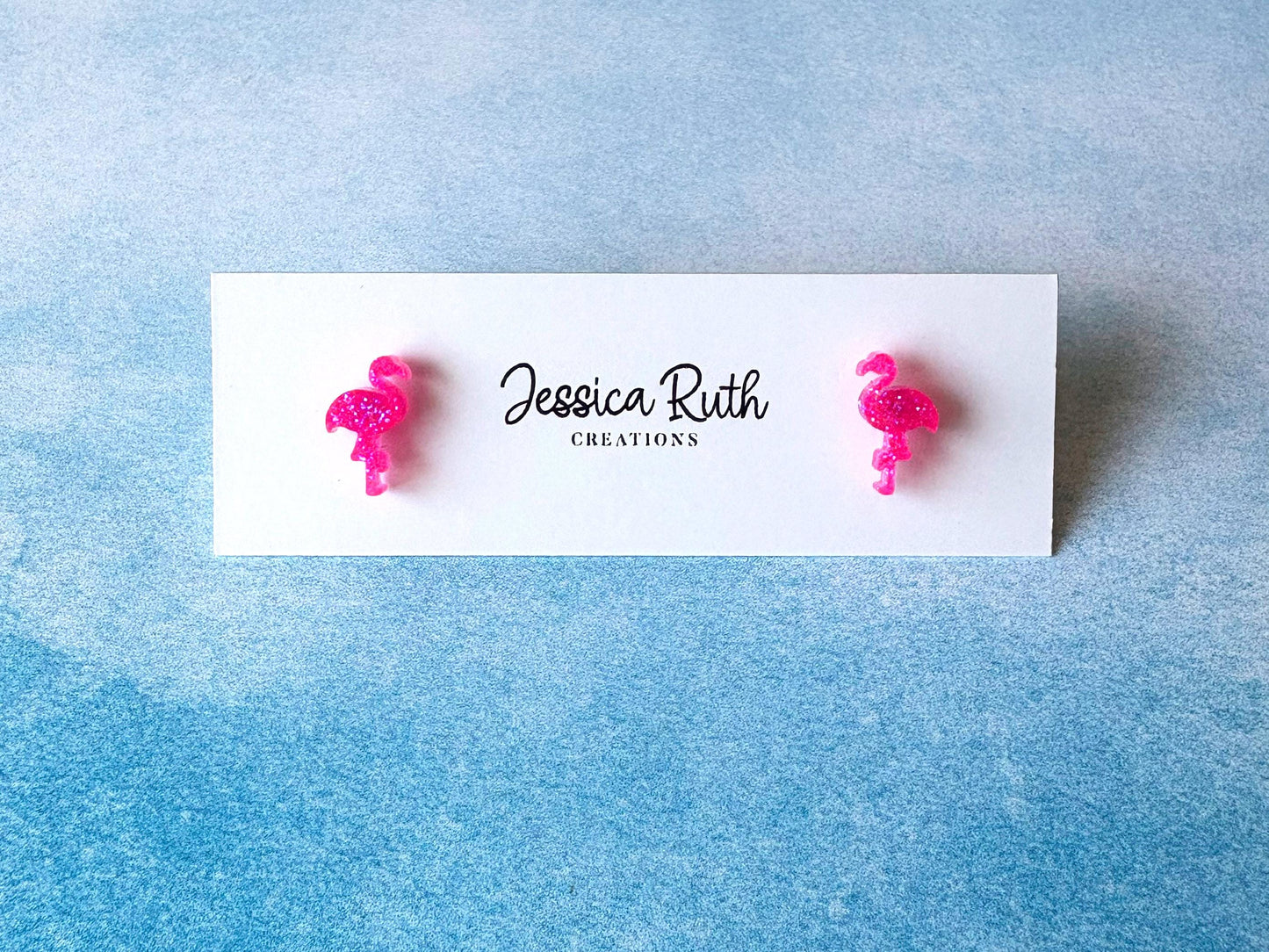Mini Sparkly Pink Flamingo Stud Earrings