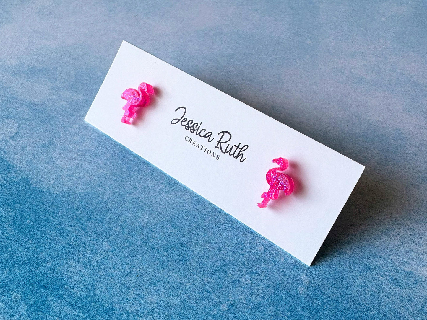 Mini Sparkly Pink Flamingo Stud Earrings