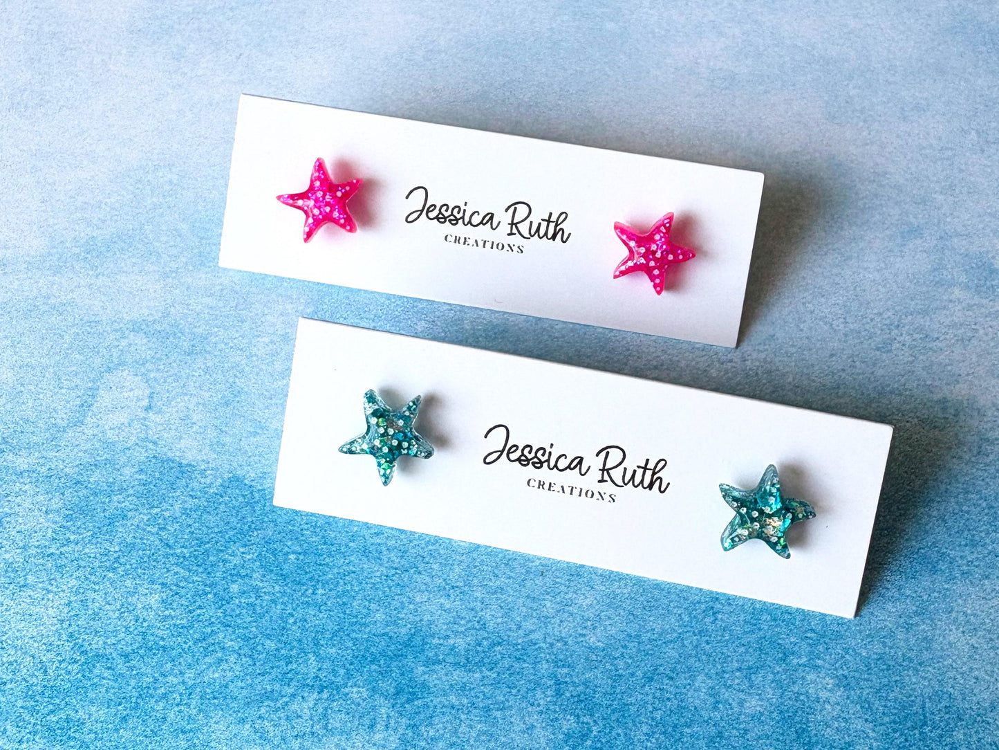 Handmade Glitter Starfish Stud Earrings: Beachy Summer Jewelry
