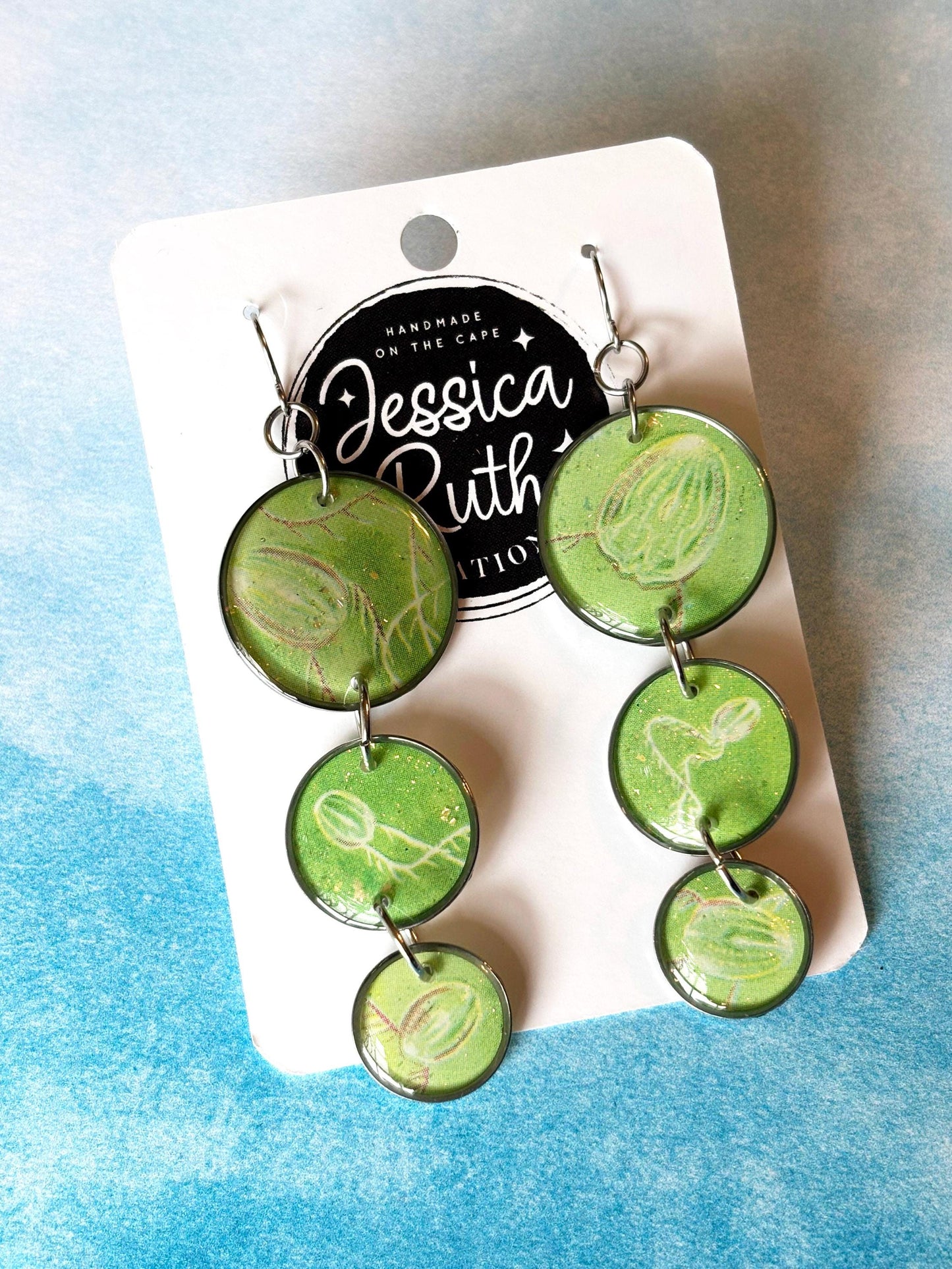 Handmade Seashore Earrings Created From Upcycled Books