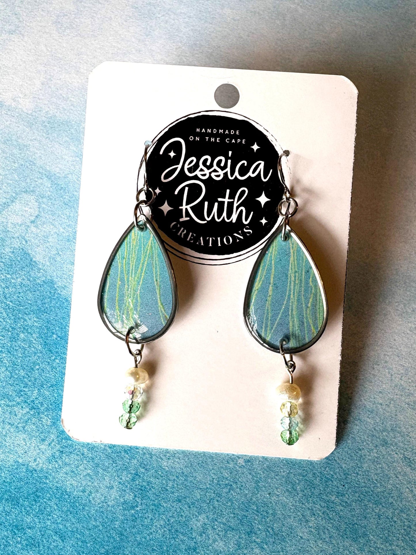 Handmade Seashore Earrings Created From Upcycled Books