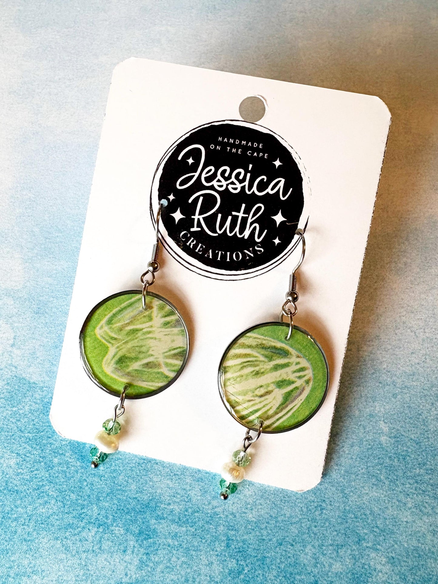 Handmade Seashore Earrings Created From Upcycled Books
