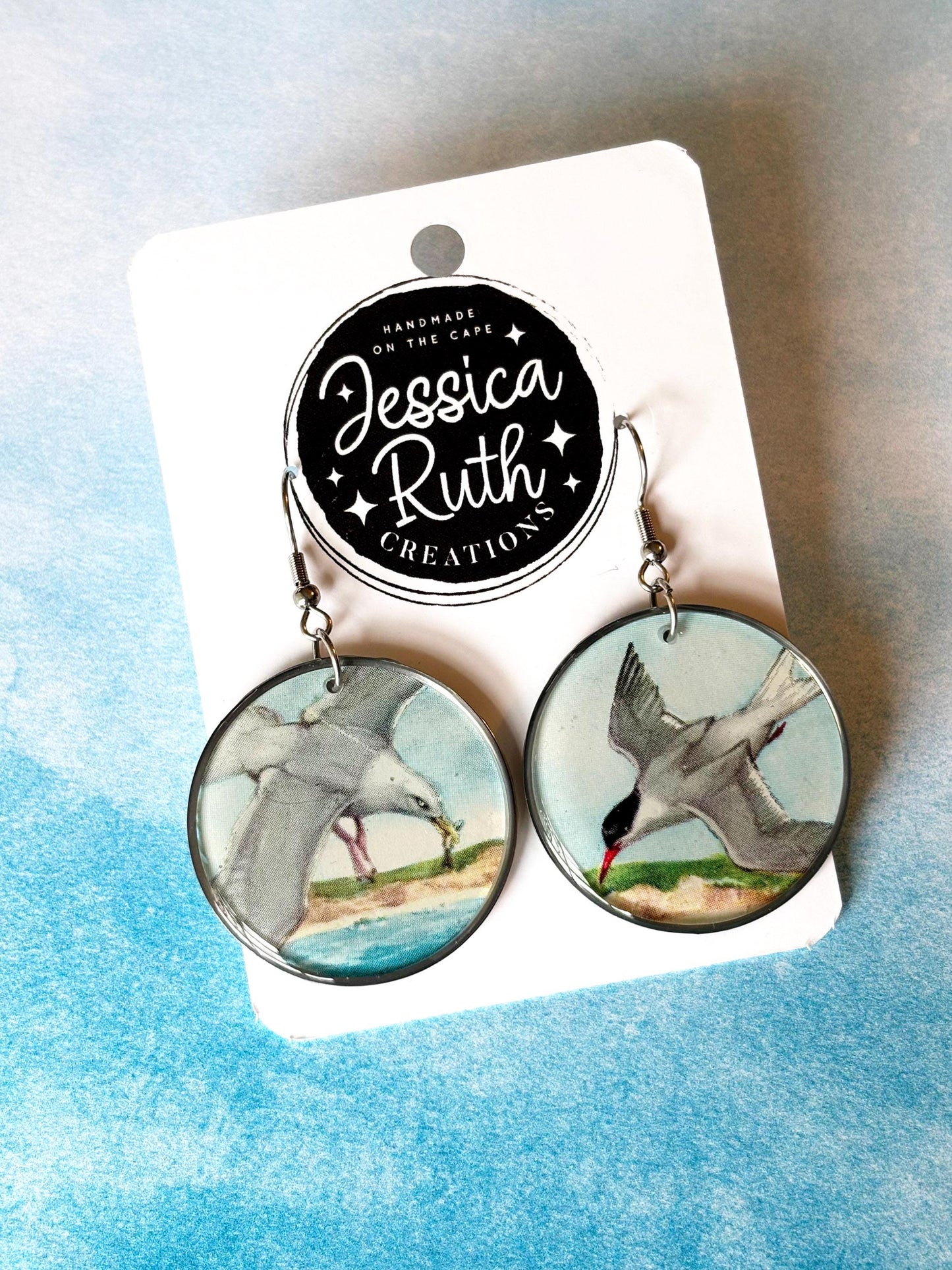 Handmade Seashore Earrings Created From Upcycled Books
