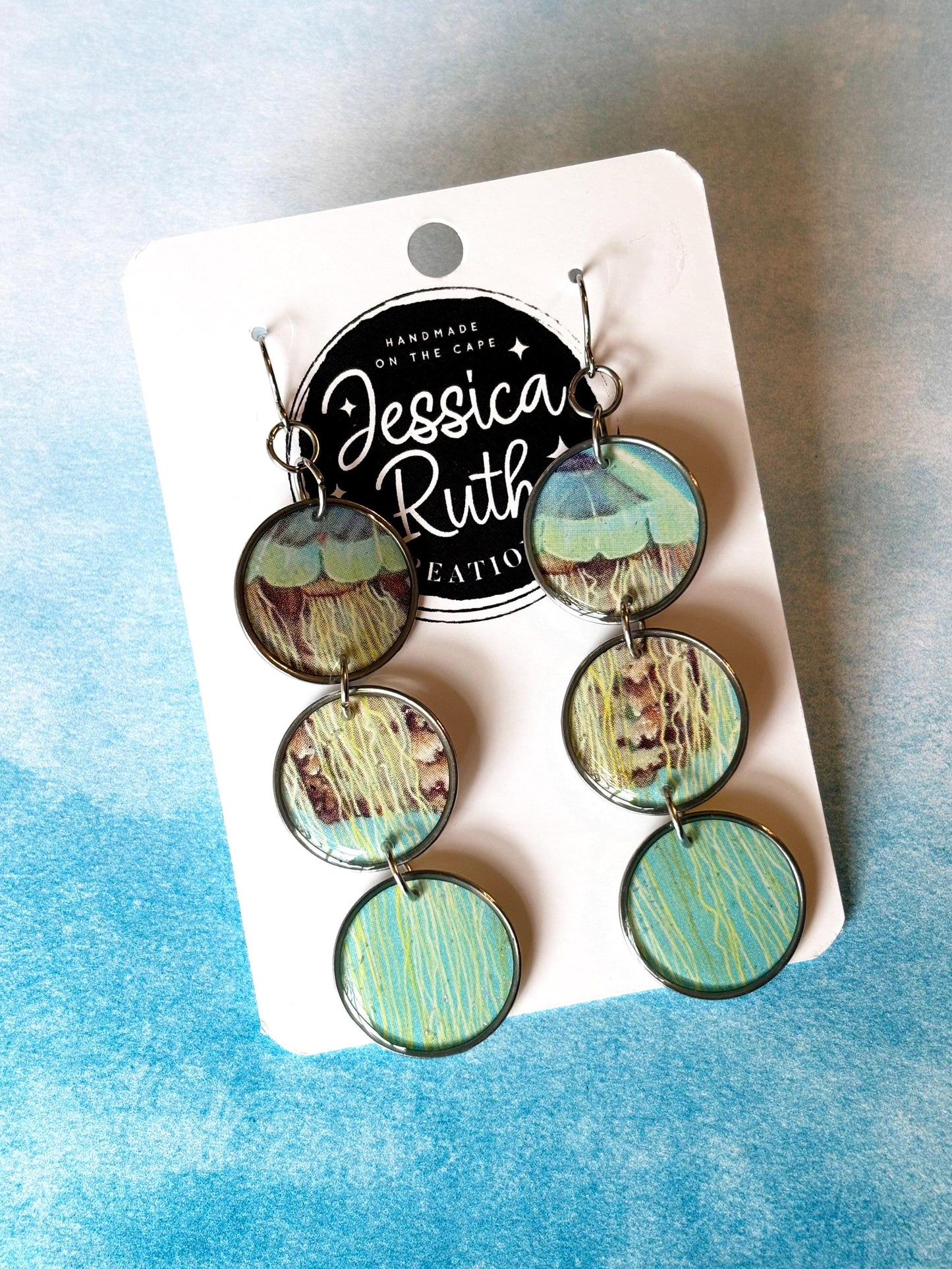 Handmade Seashore Earrings Created From Upcycled Books