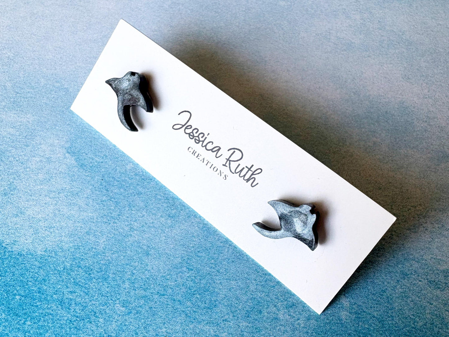 Handmade Manta Ray Stud Earrings, Multiple Color Options