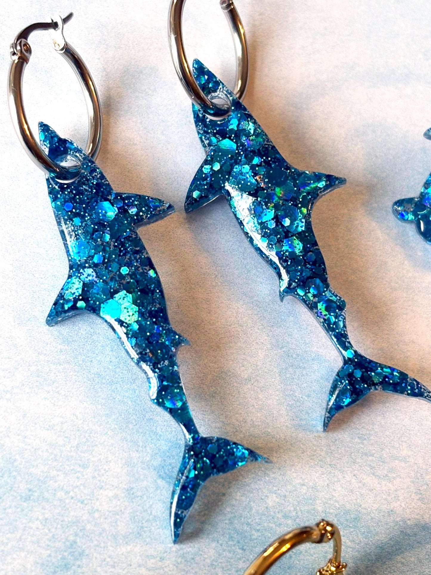 Sea Life Hoop Earrings, turtle, shark, or seahorse.