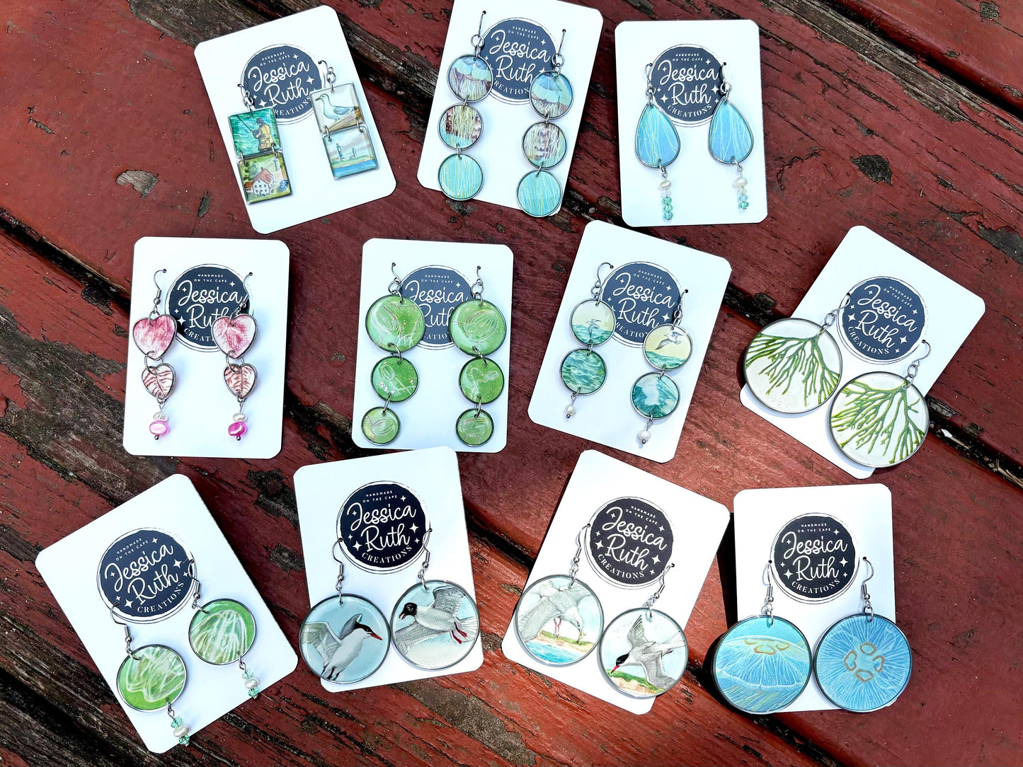 Handmade Seashore Earrings Created From Upcycled Books