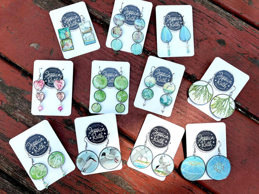 Handmade Seashore Earrings Created From Upcycled Books