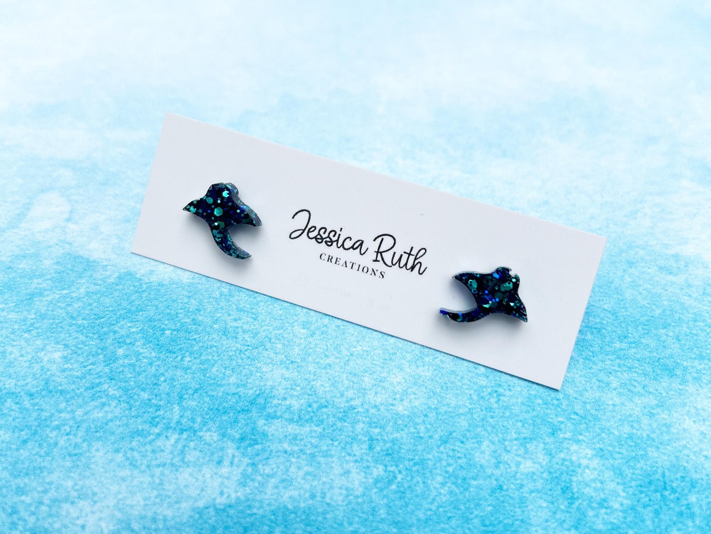 Handmade Manta Ray Stud Earrings, Multiple Color Options