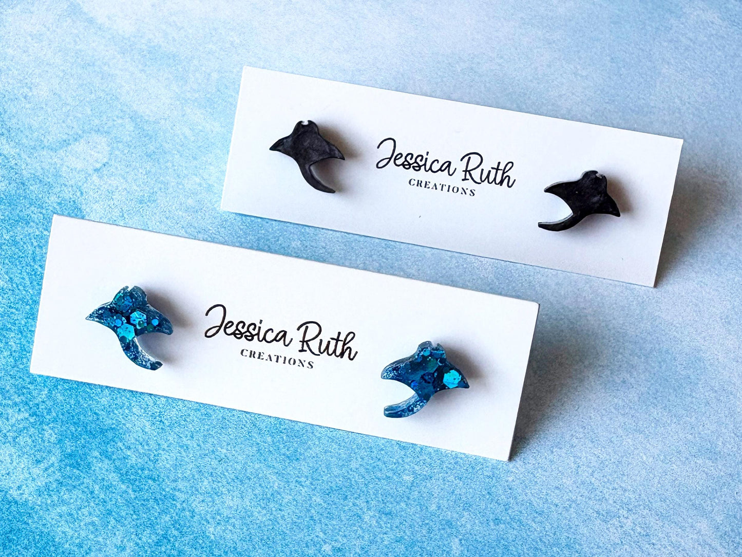 Handmade Manta Ray Stud Earrings, Multiple Color Options