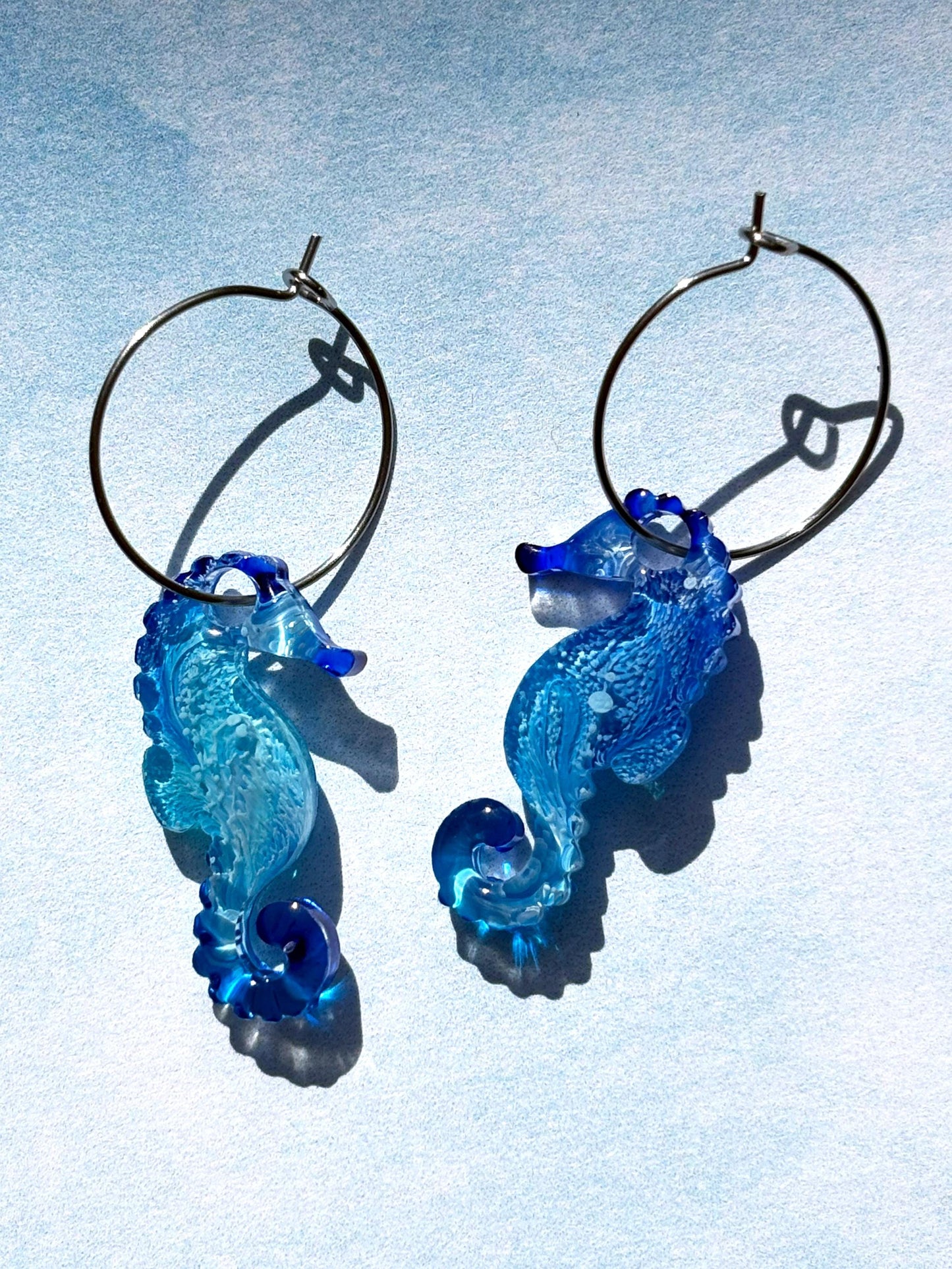 Beachy Seahorse Hoop Earrings