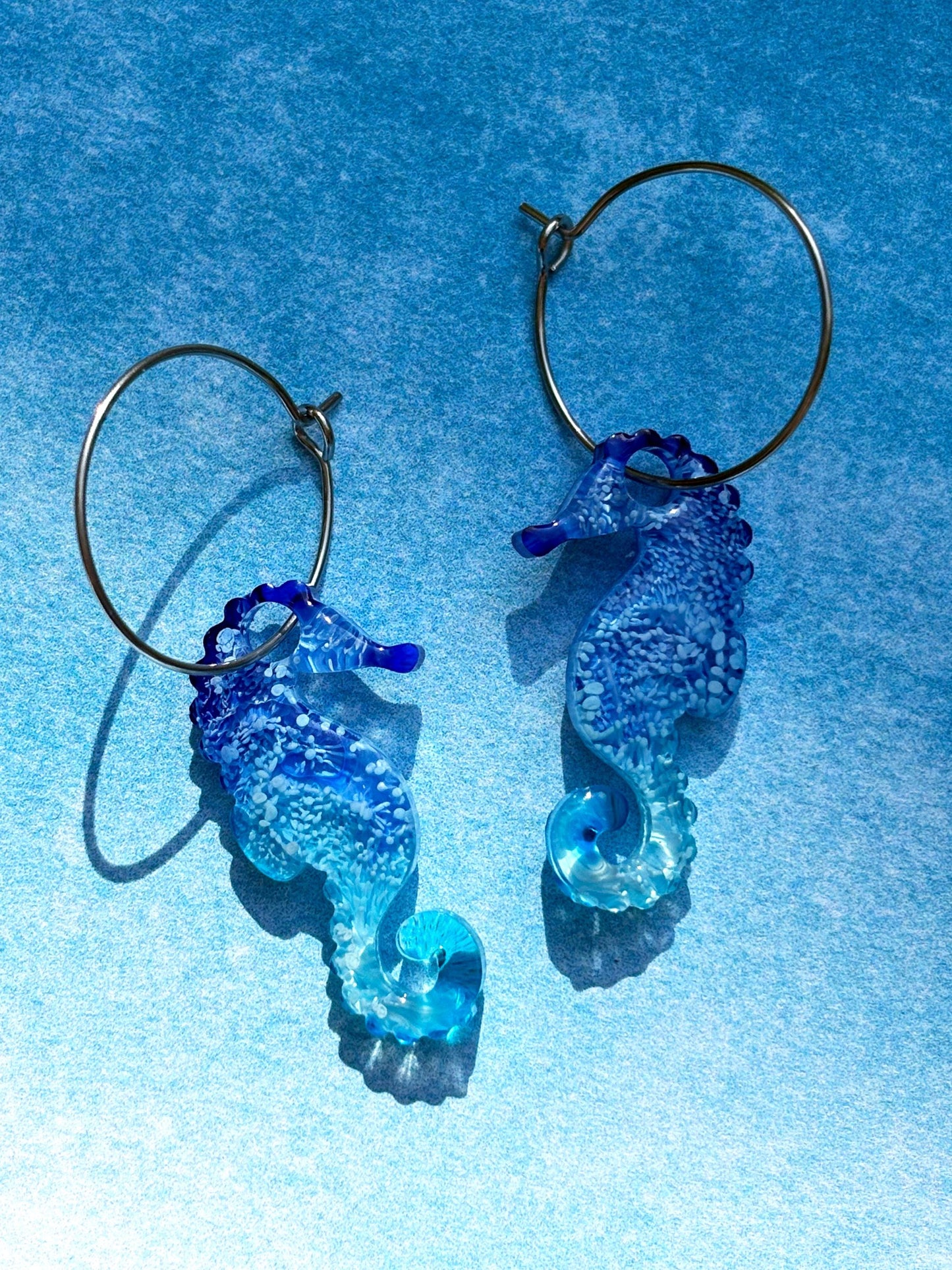 Beachy Seahorse Hoop Earrings