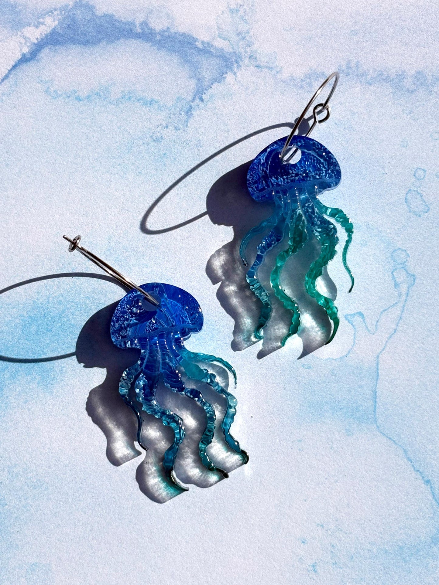 Beachy Jellyfish Hoop Earrings