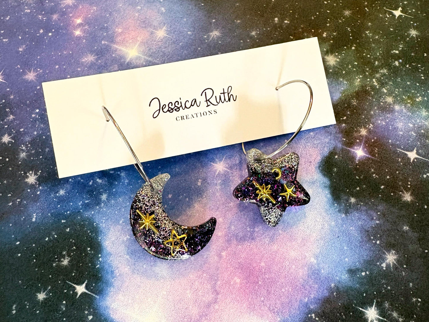 Celestial Star and Moon Hoop Earrings