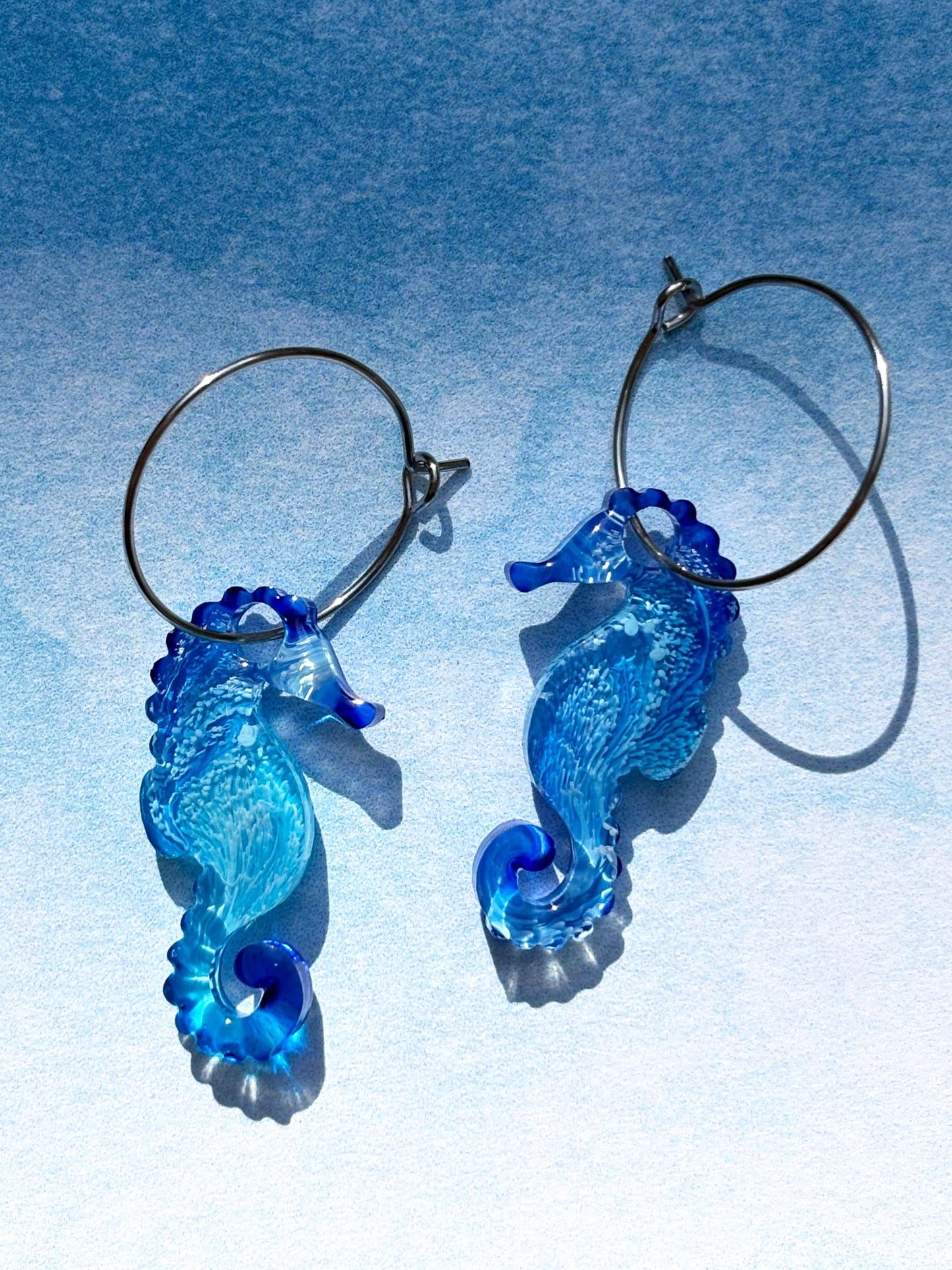 Beachy Seahorse Hoop Earrings