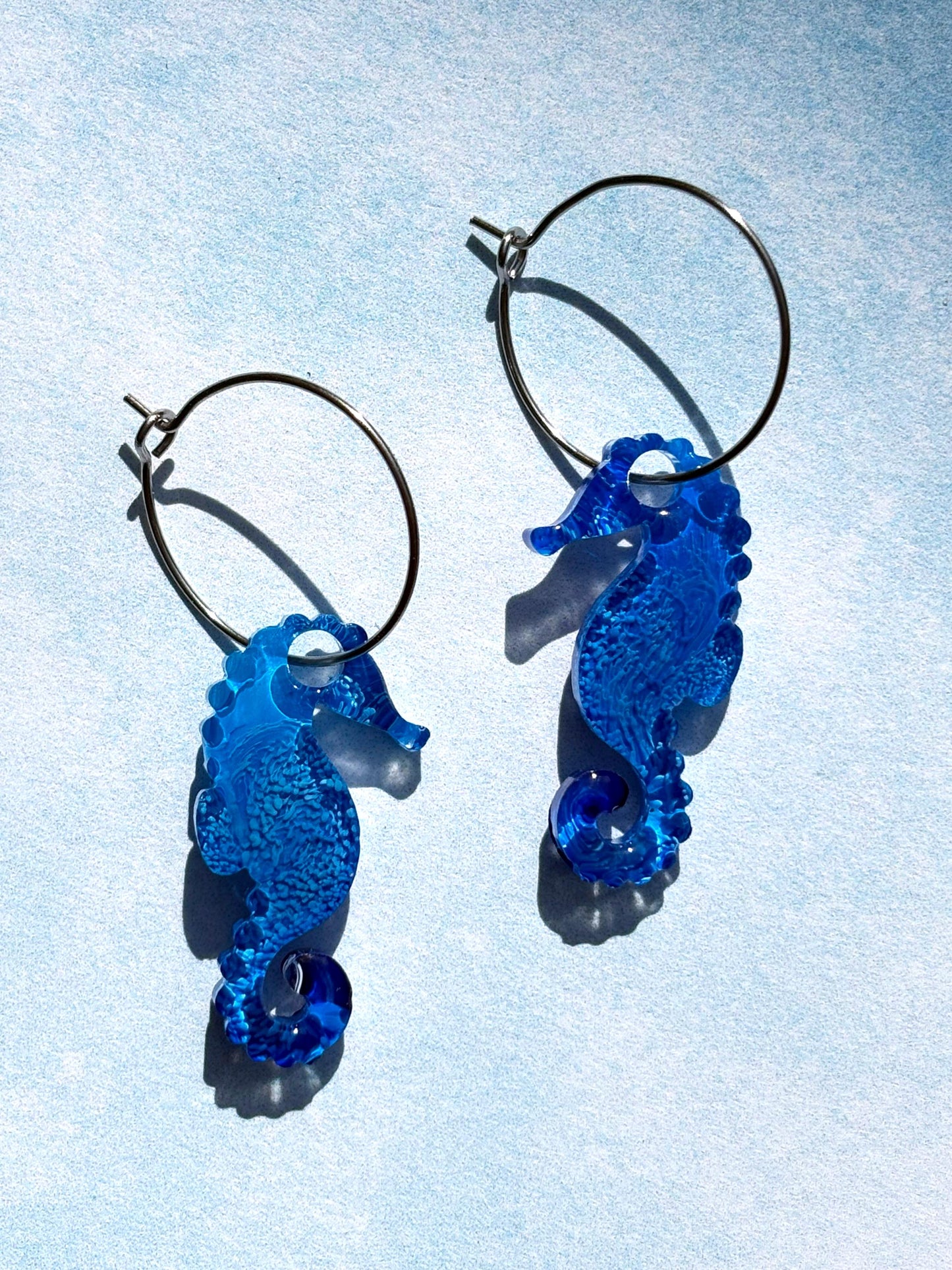 Beachy Seahorse Hoop Earrings