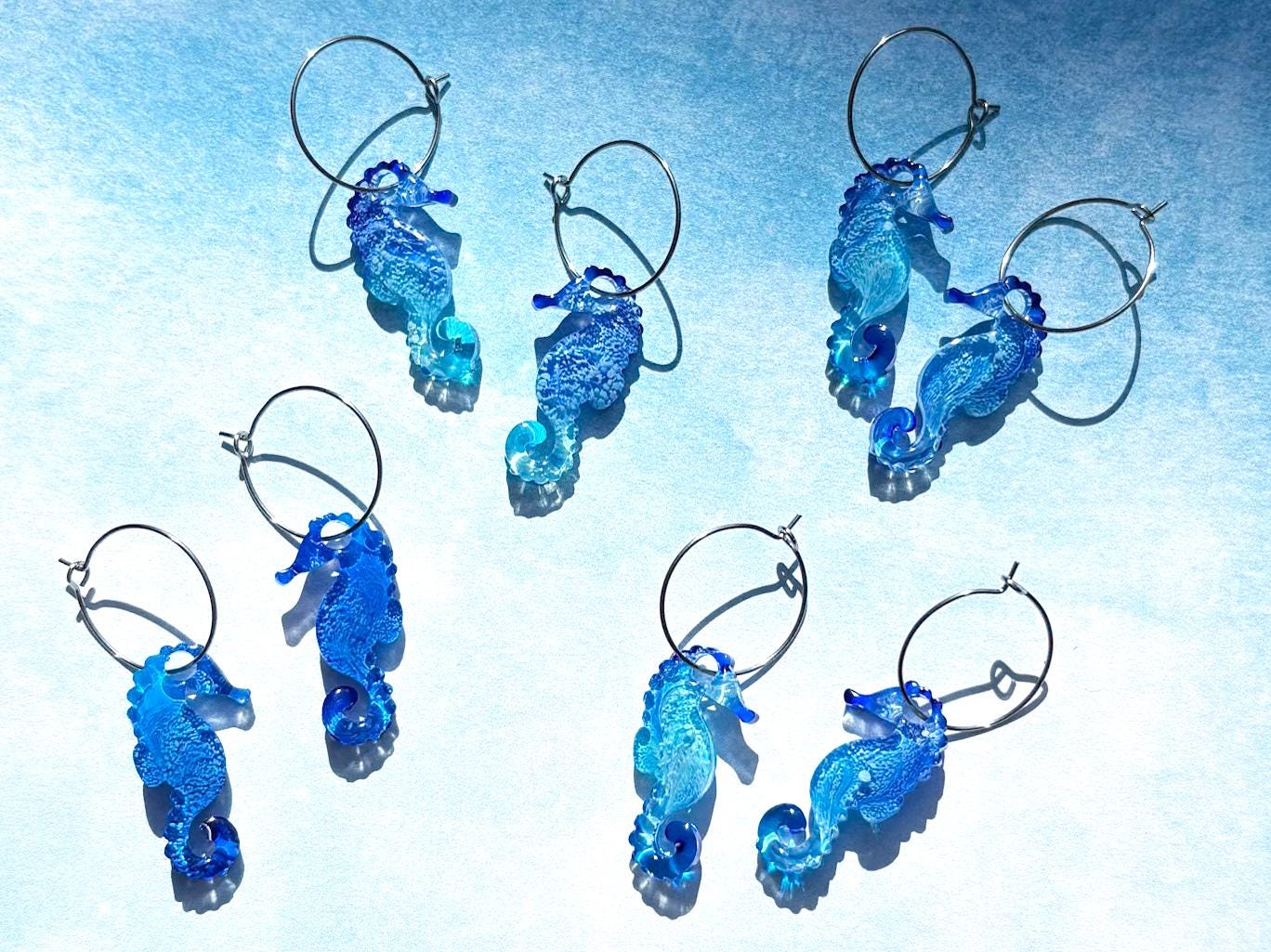 Beachy Seahorse Hoop Earrings