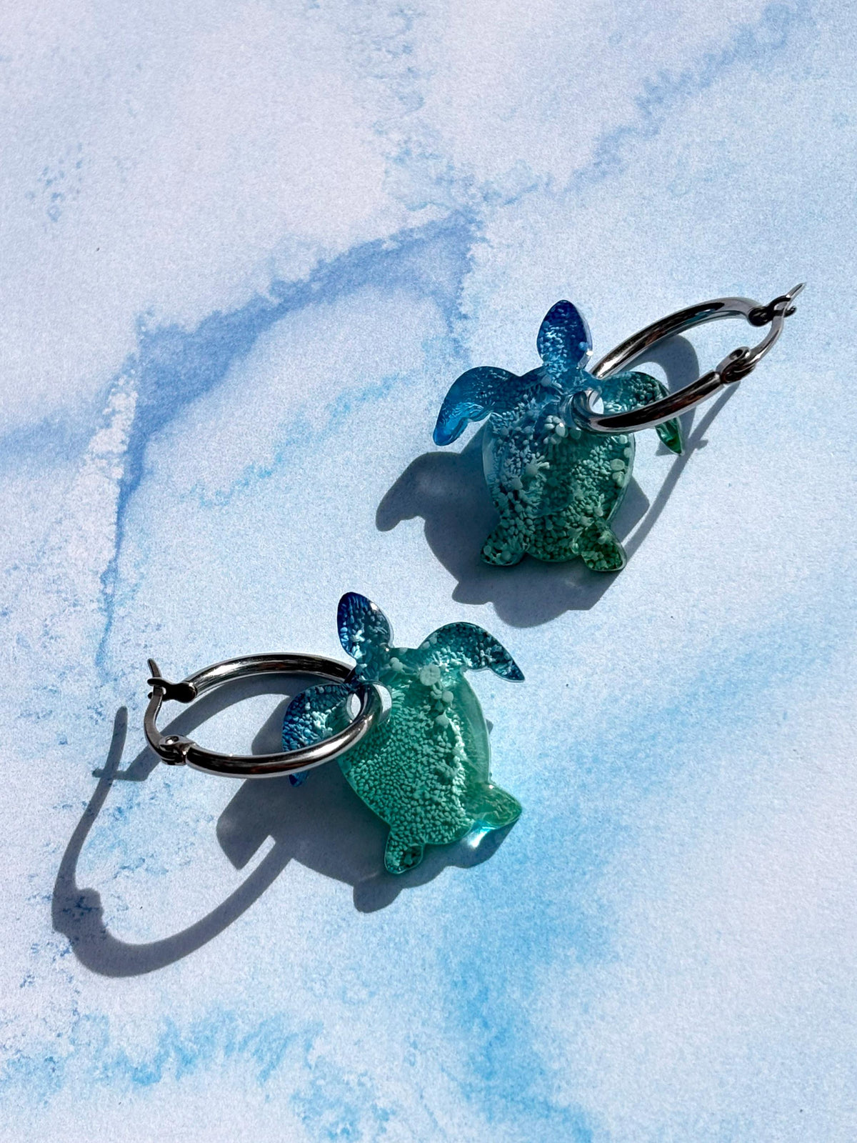 Beachy Sea Turtle Hoop Earrings