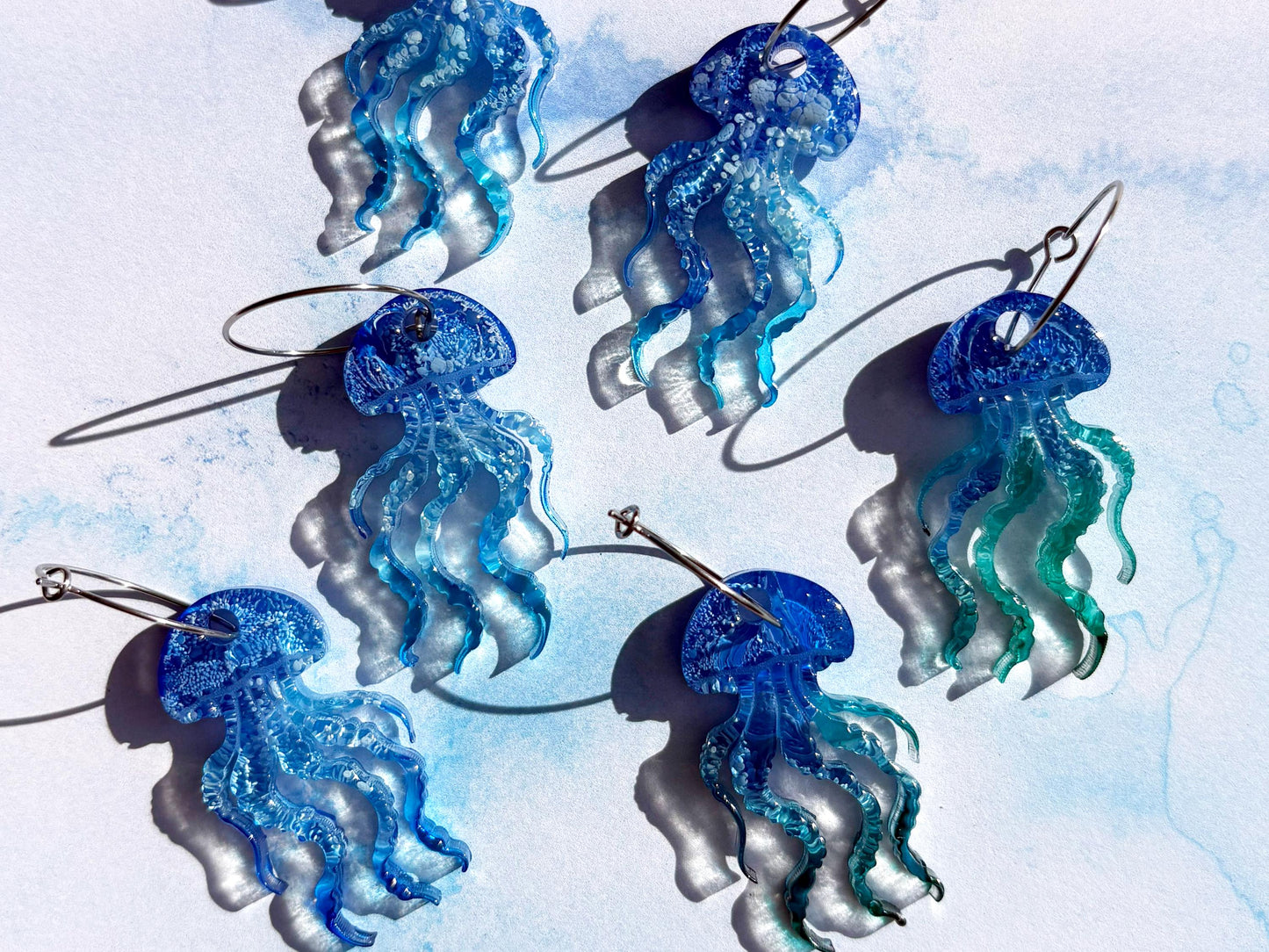Beachy Jellyfish Hoop Earrings