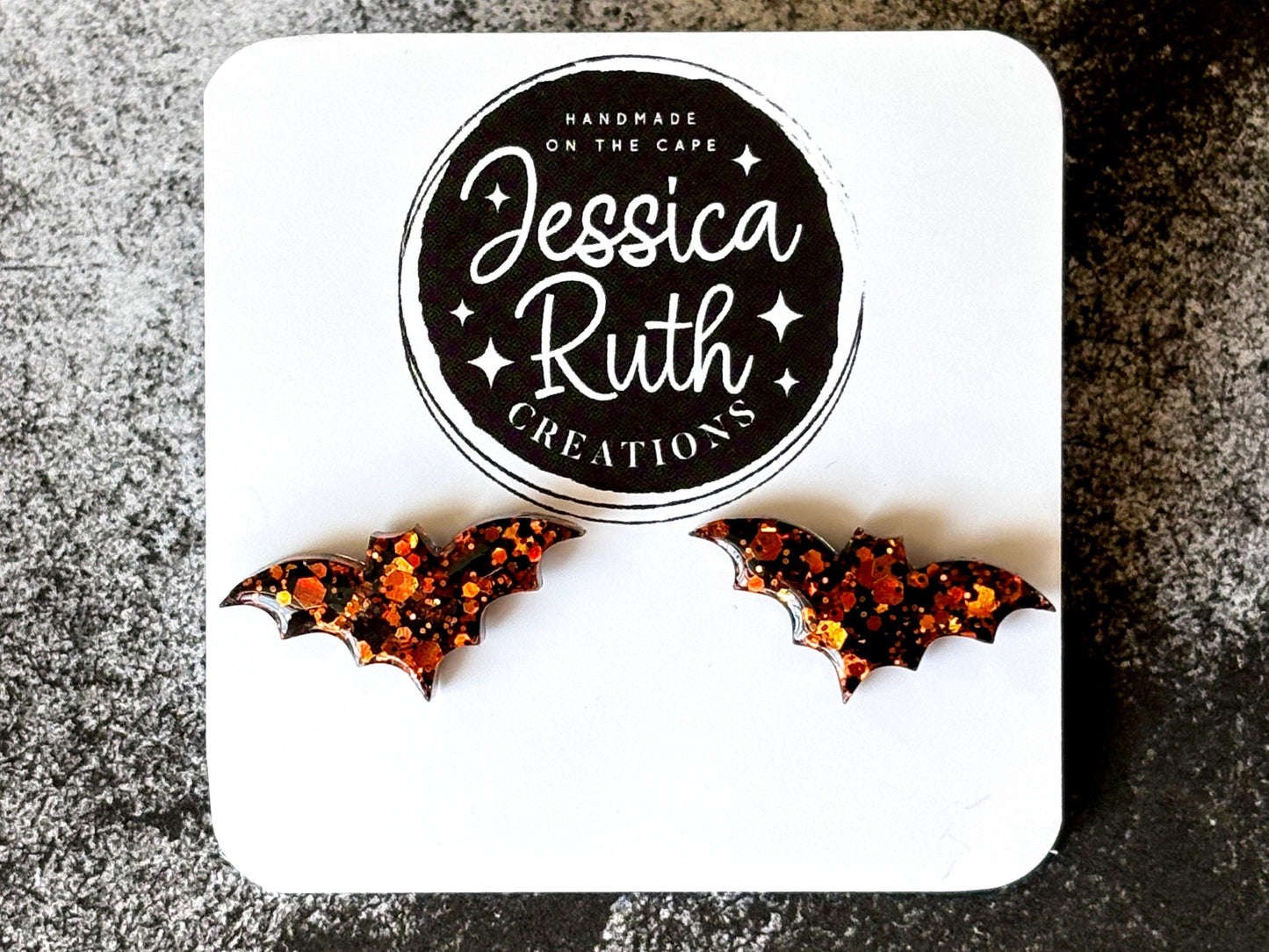 Large Glitter Bat Stud Earrings for Halloween