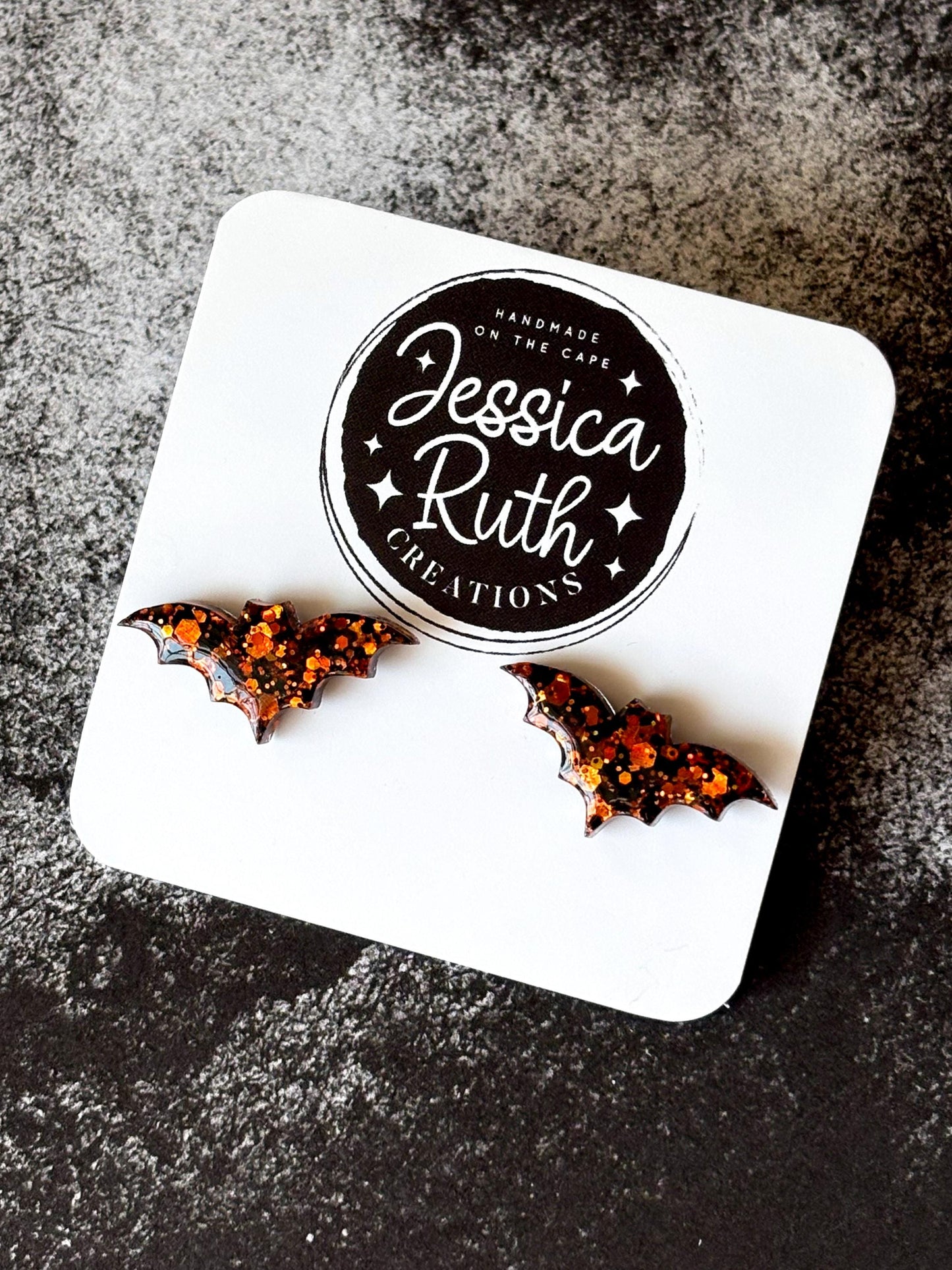Large Glitter Bat Stud Earrings for Halloween