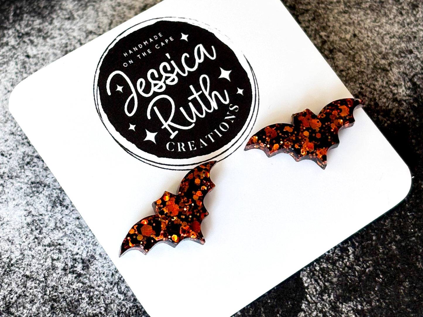 Large Glitter Bat Stud Earrings for Halloween