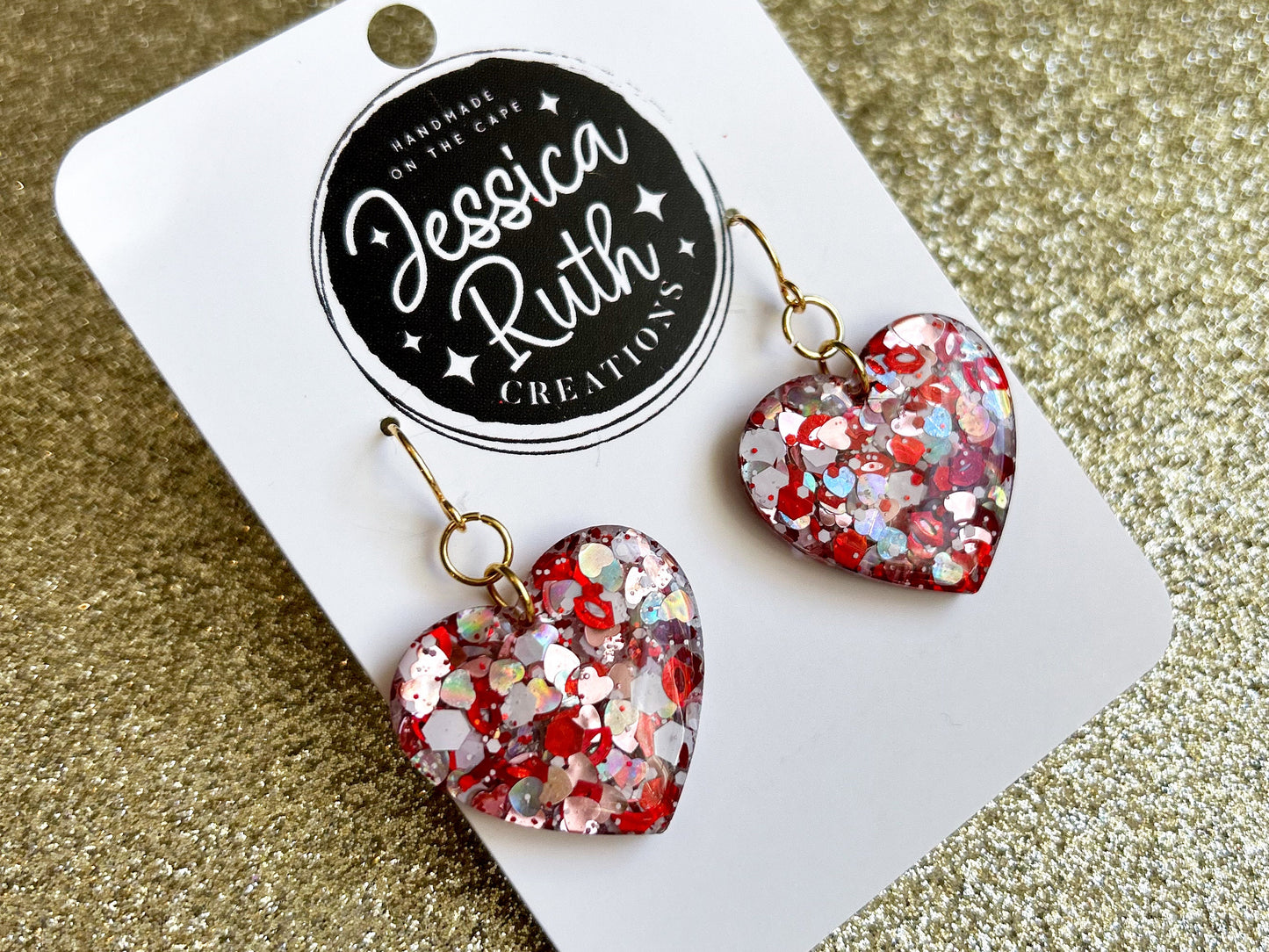 Red Fun and Sparkly Heart Dangles