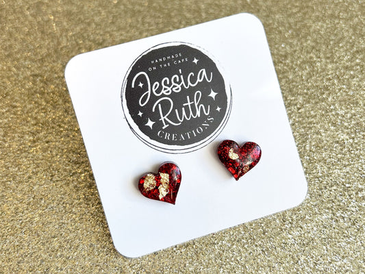 Cute and Classic Sparkly Heart Stud Earrings