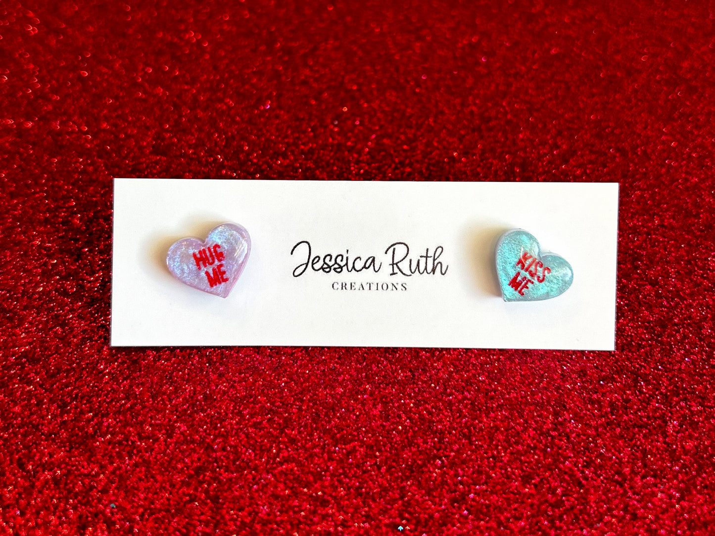 Valentine's Day Conversation Heart Stud Earrings - MisMatched Pair