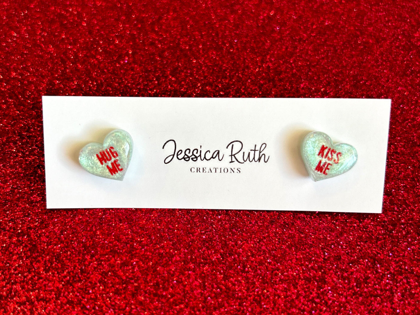 Valentine's Day Conversation Heart Stud Earrings - MisMatched Pair