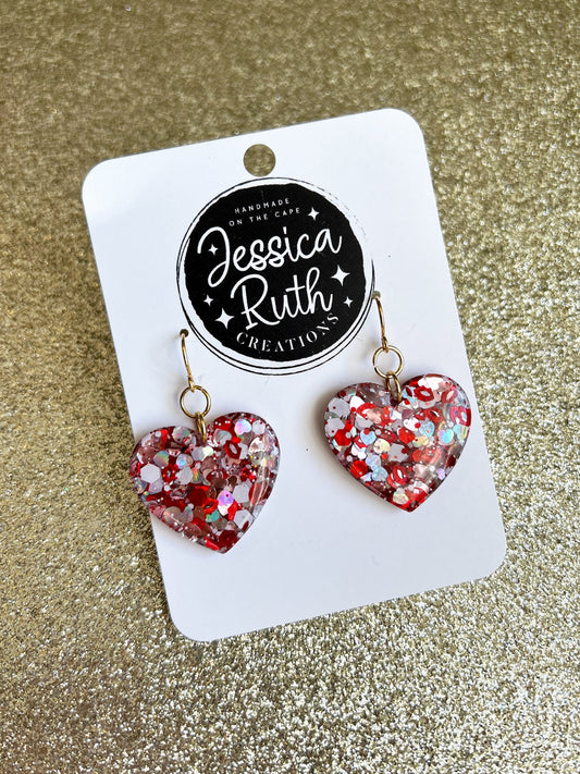 Red Fun and Sparkly Heart Dangles